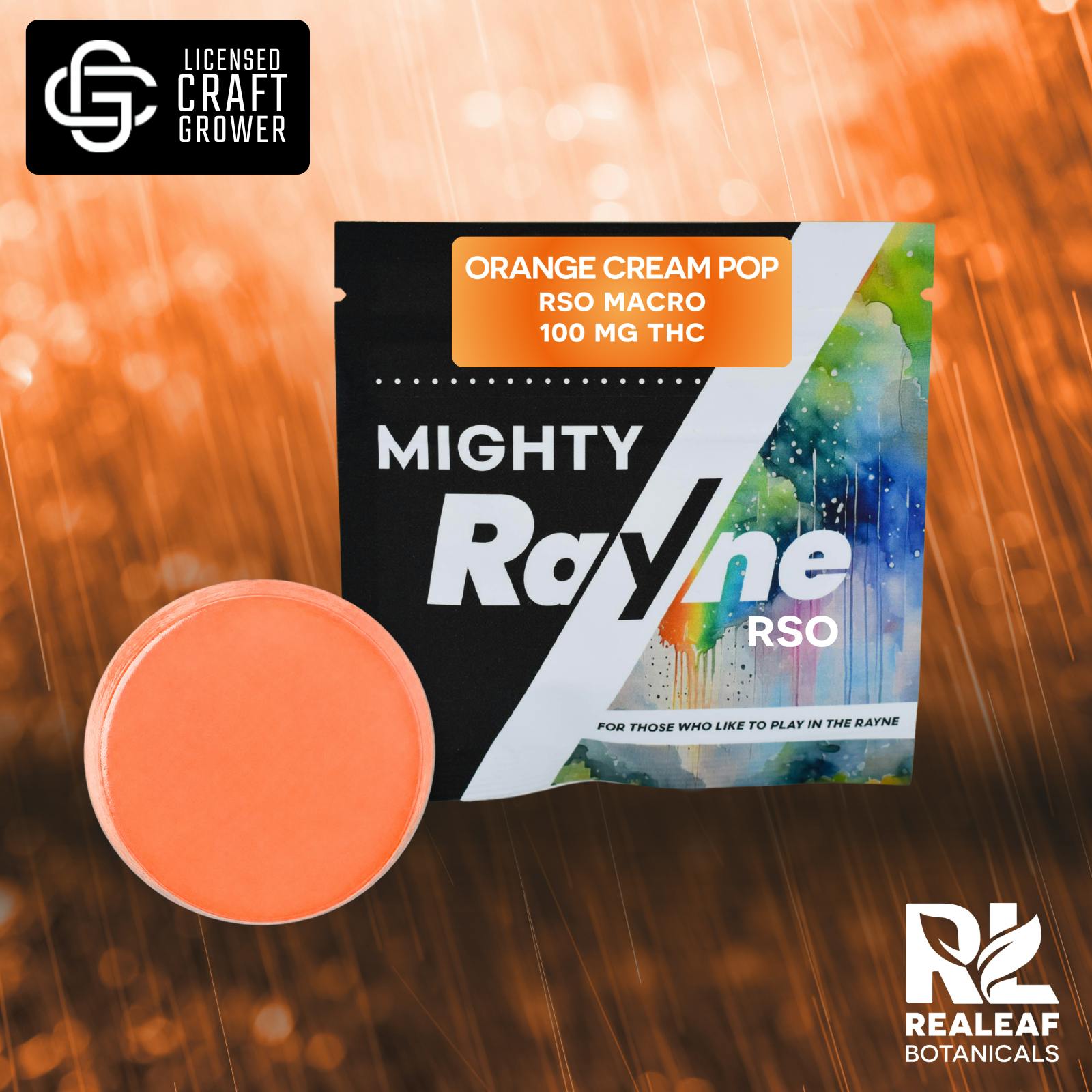 Mighty Rayne RSO Macro Gummy - Orange Cream Pop 100mg