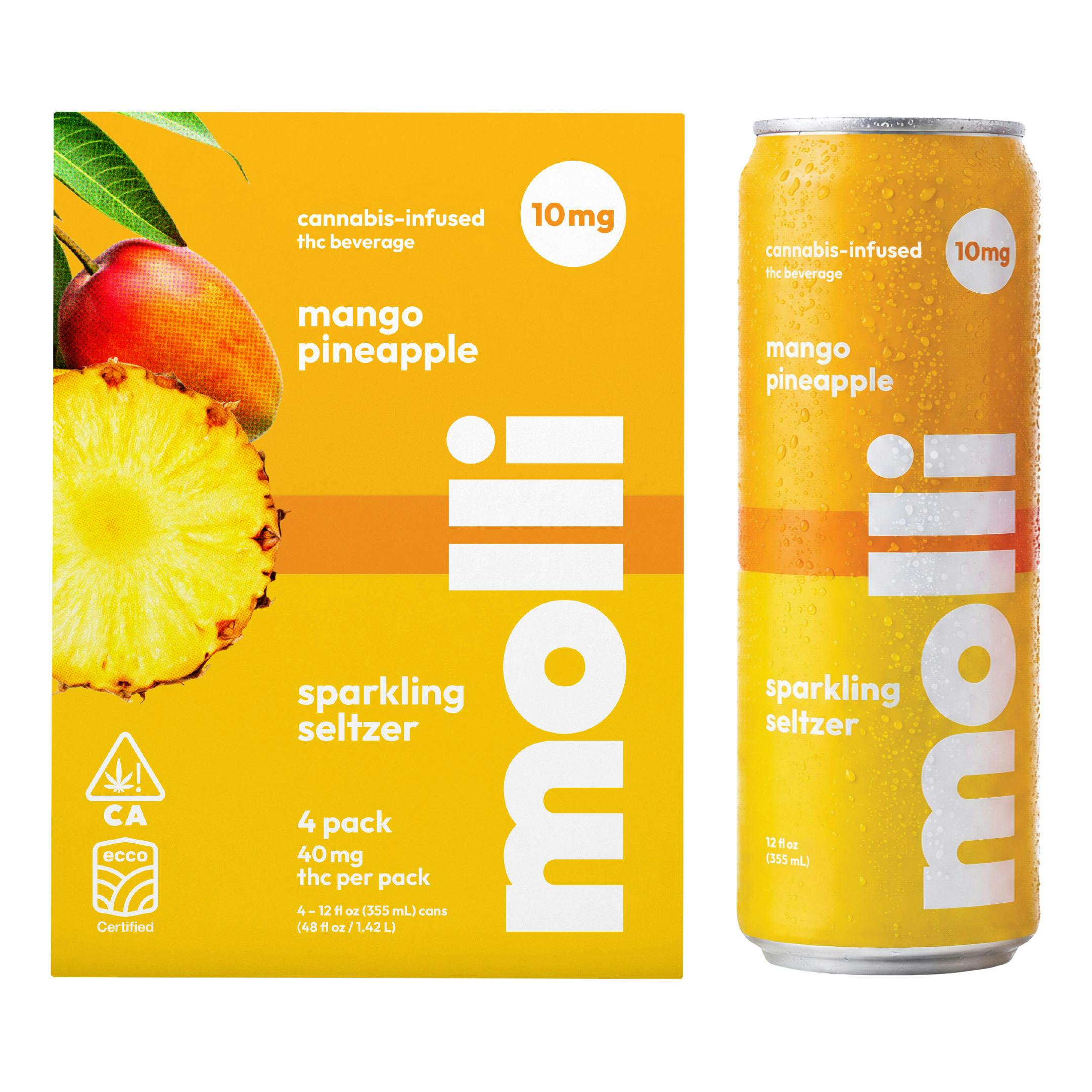 Molli Mango Pineapple Sparkling Seltzer 4 pack | 10mg | 12 fl oz