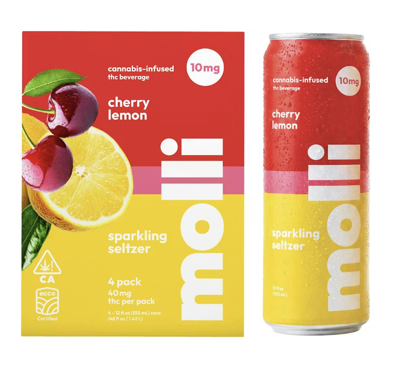 Cherry Lemon Fruit Seltzer 4 pack | 10mg each | 12 fl oz