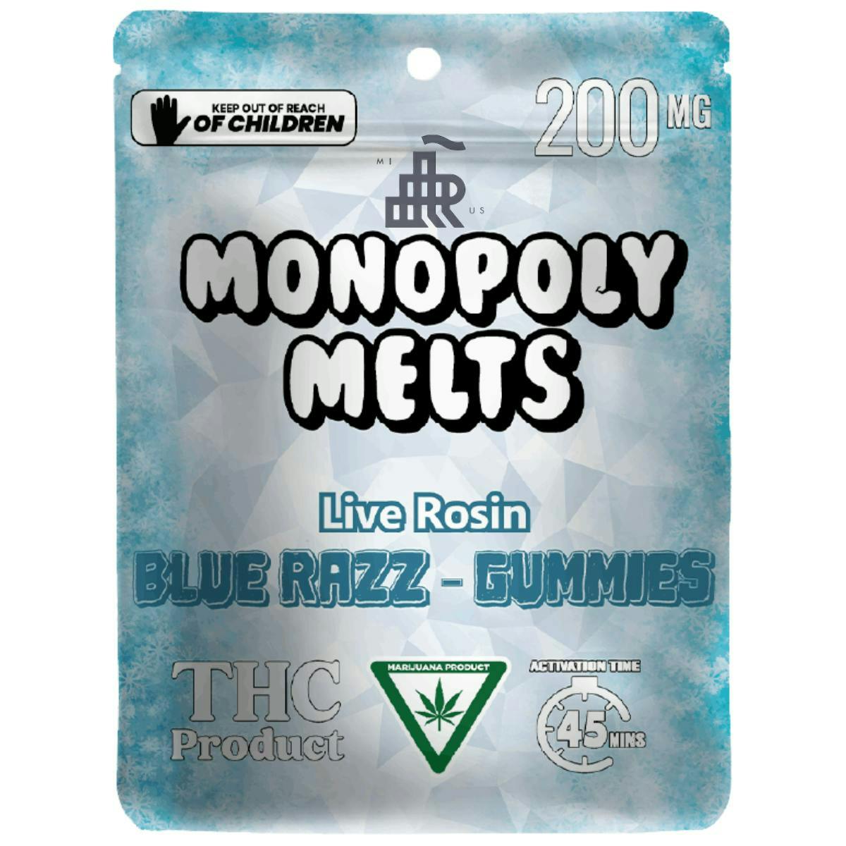 Monopoly Melts | Blue Razz Gummies | 200mg | 10ct | 20mg/ea