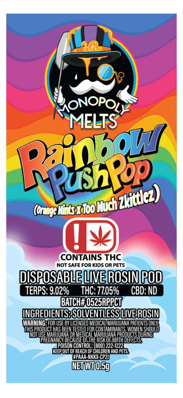 Monopoly Melts | Rainbow Push Pop | Pods | 0.5g by Monopoly Melts