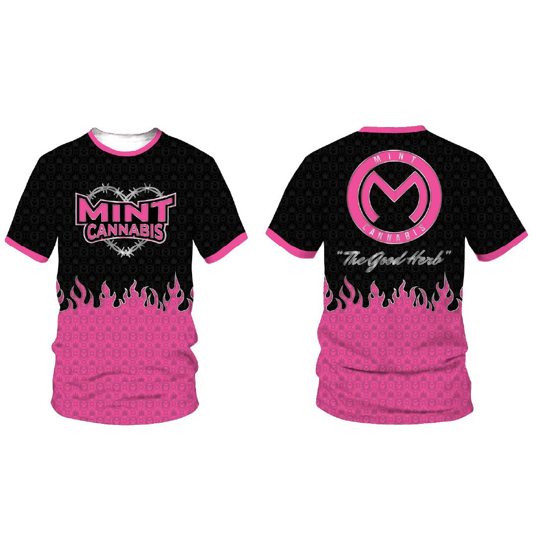 Sublimation Tshirt - Pink Flames - 2XL | Apparel at Mint Cannabis - St Augustine