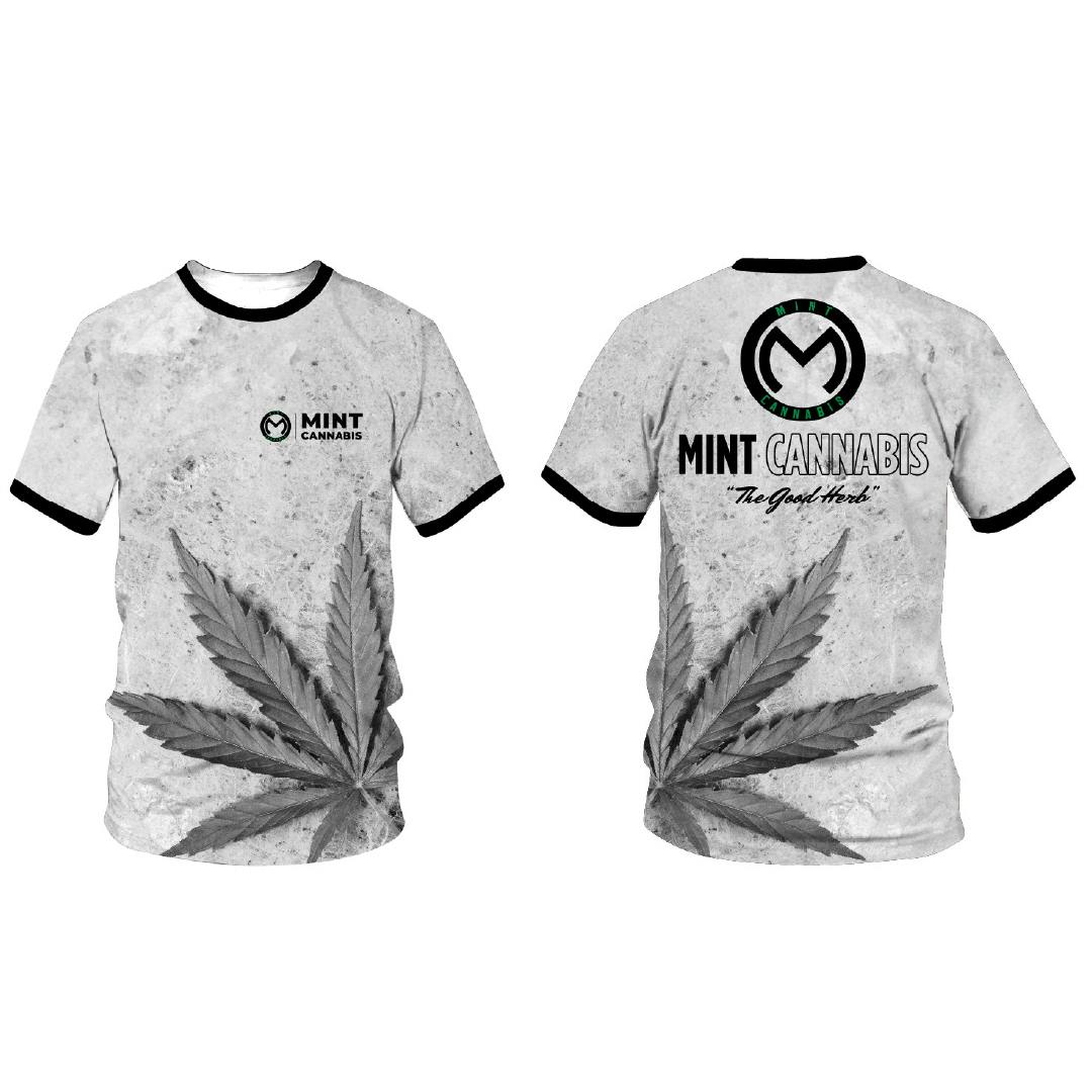 Mint Cannabis - Sublimation Tshirt - White Fan Leaf | Apparel