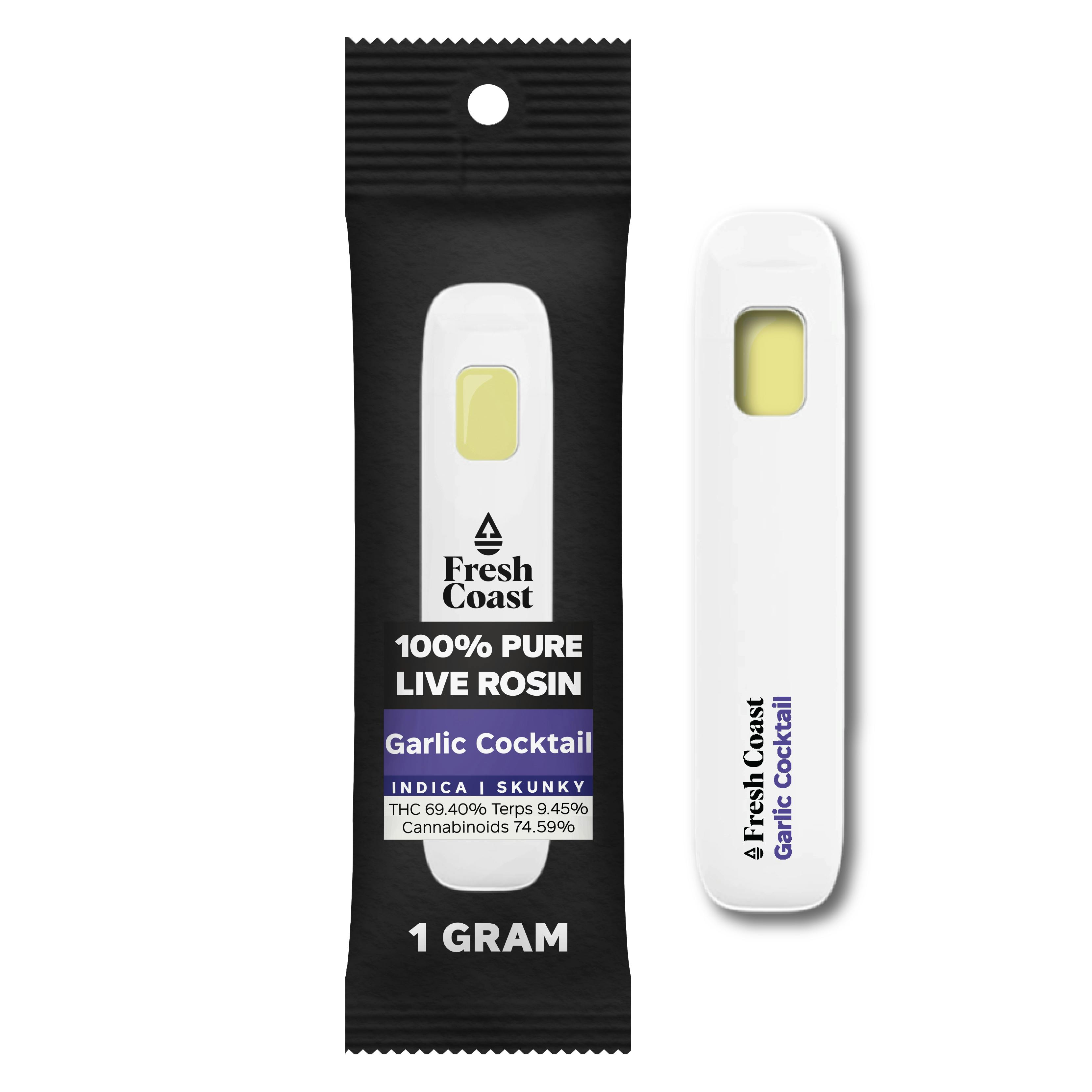 Fresh Coast | Garlic Cocktail | 100% Pure Live Rosin 1G Disposable | Indica by Fresh Coast