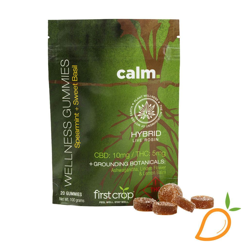 100mg 1:1 THC/CBD Calm Hybrid Wellness Gummies First Crop | Gummies | 20pk