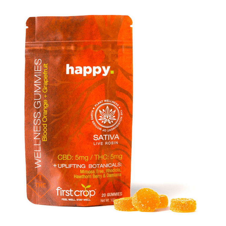 Happy Blood Orange Grapefruit Live Rosin Gummies | Gummies | 20pk | 5mg/ea