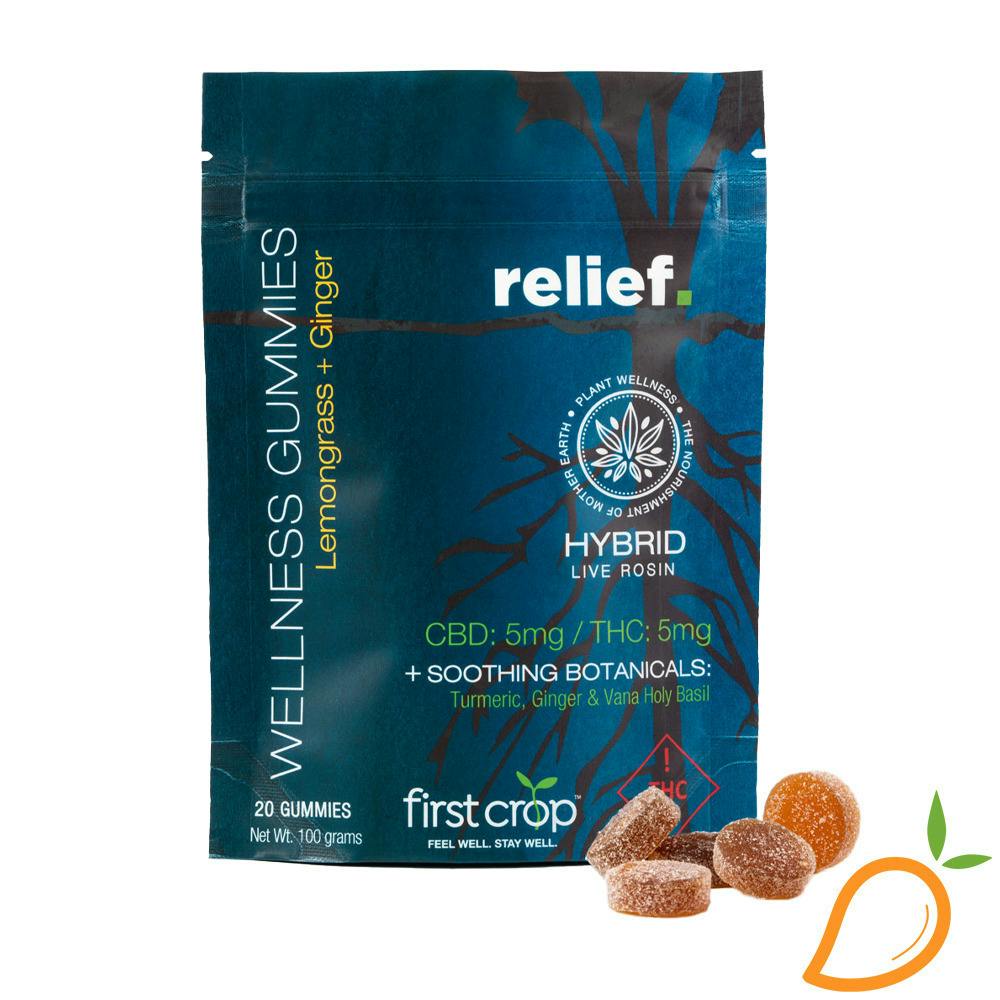 100mg 1:1 THC/CBD Relief Hybrid Wellness Gummies First Crop | Gummies | 20p