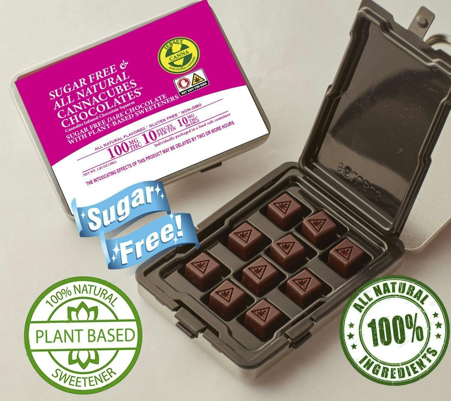 Sugar Free Dark Chocolate CannaCubes | Chocolates | 10pk | 10mg/ea