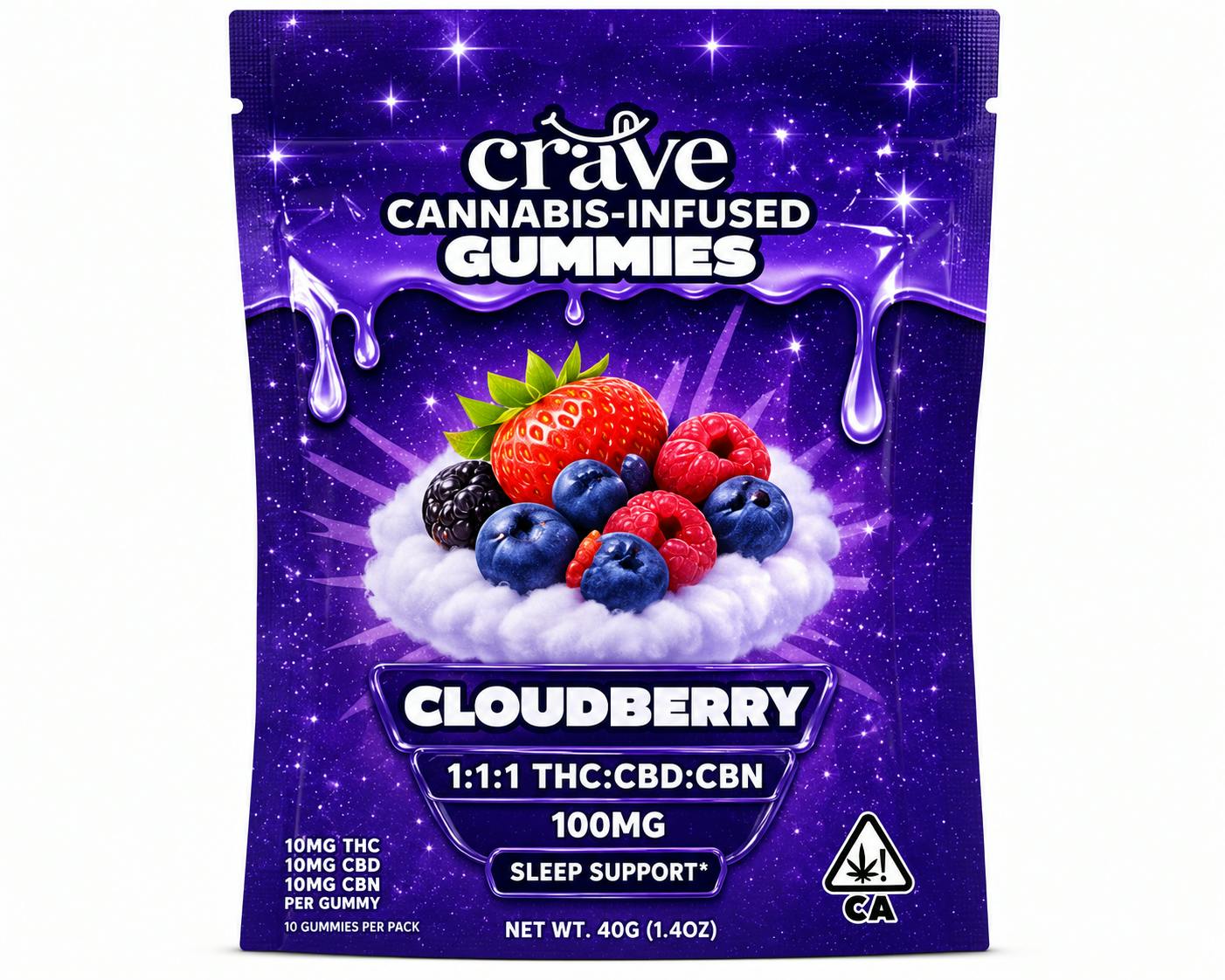 Cloudberry Gummies 1:1:1 THC/CBD/CBN
