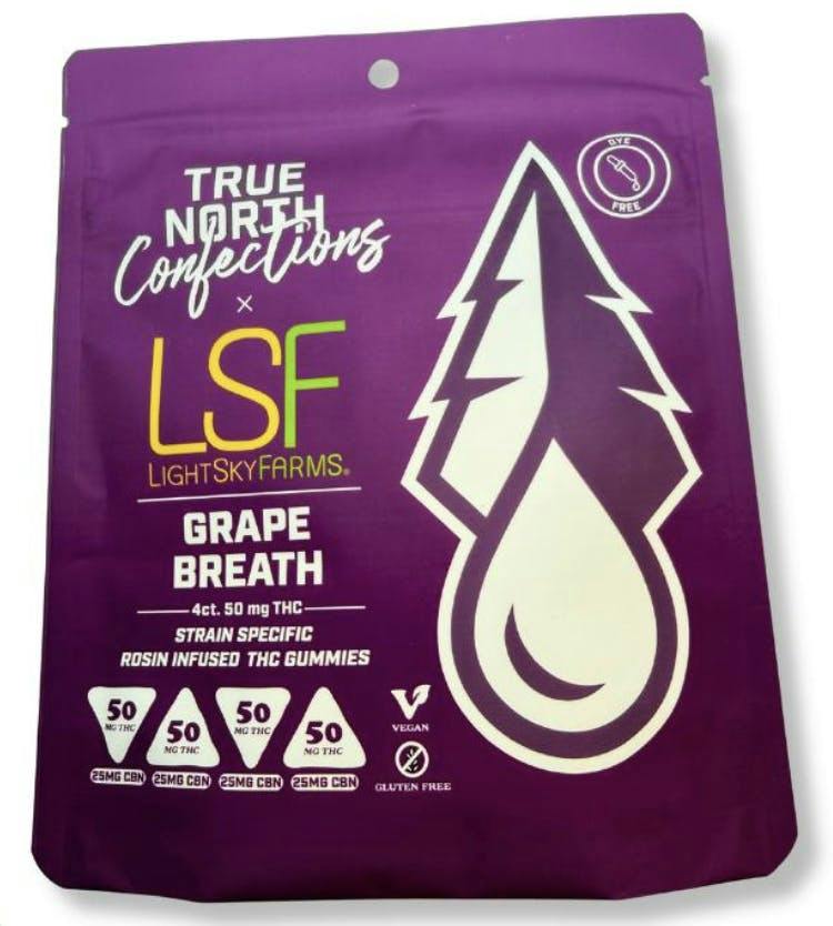 True North x LSF | Grape Breath 2:1 Rosin Gummies | 200mg | 4ct | 50mg/ea