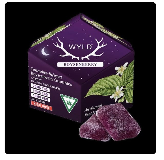 Wyld: Boysenberry 2:1:1 THC:CBD:CBN Indica Gummies - 100mg - 10ct - 10mg/ea