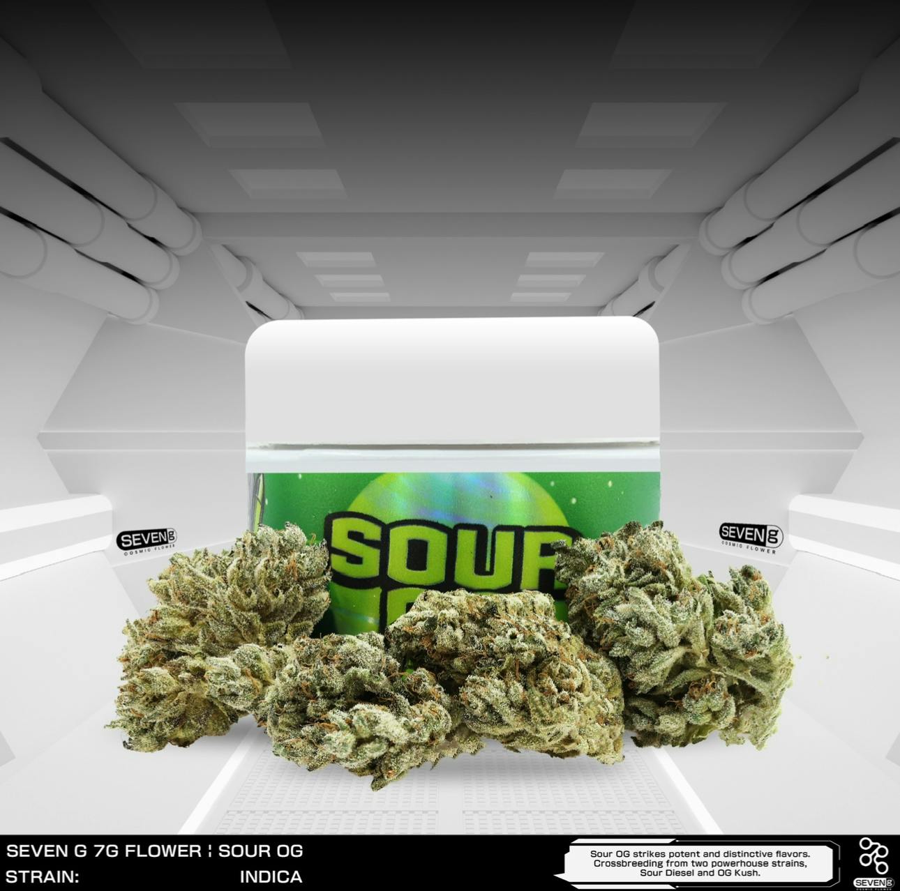 Sour OG Indica 3.5 gram jar by Seven G