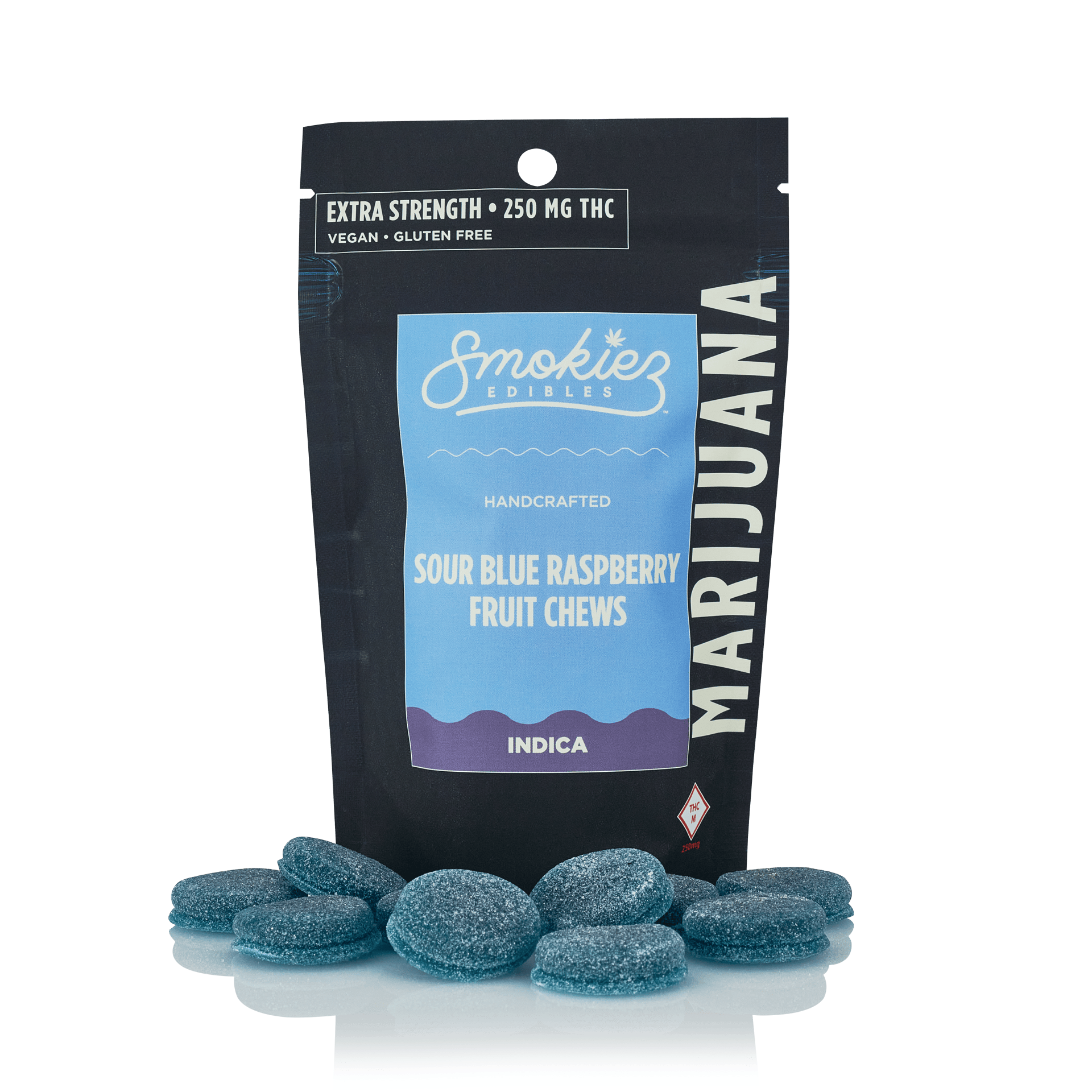 Sour Blue Raspberry Fruit Chews | 250mg | 10ct | 25mg/ea