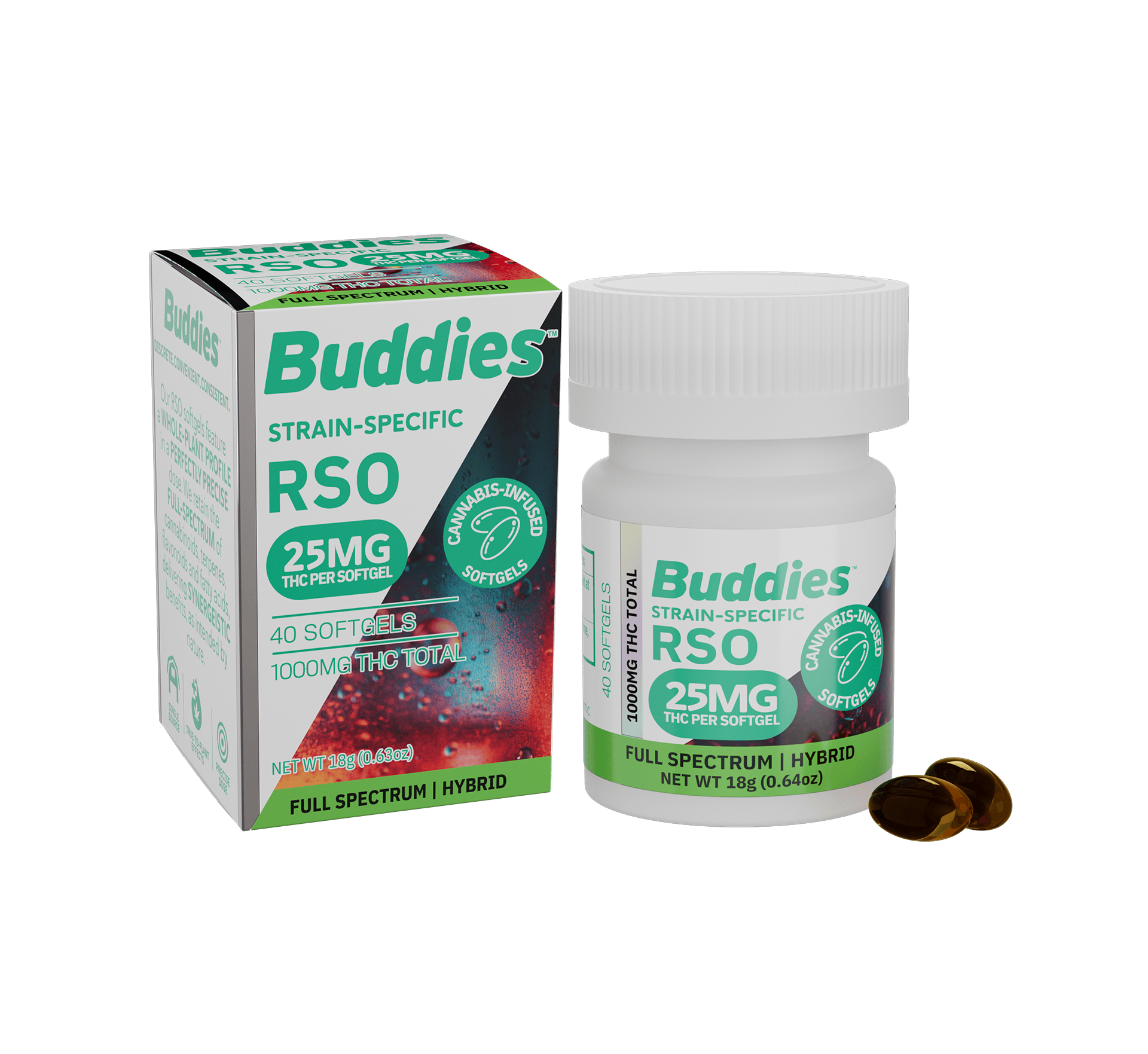 RSO | Hybrid | Capsules | 1000mg THC | 40ct | 25mg/ea