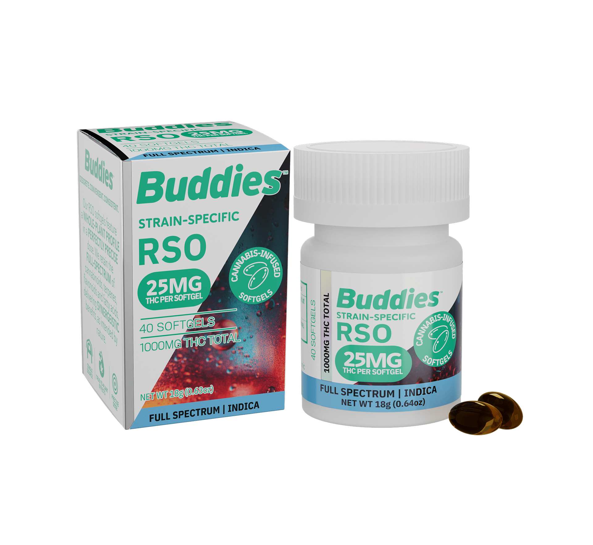 RSO | Indica | Capsules | 1000mg THC | 40ct | 25mg/ea