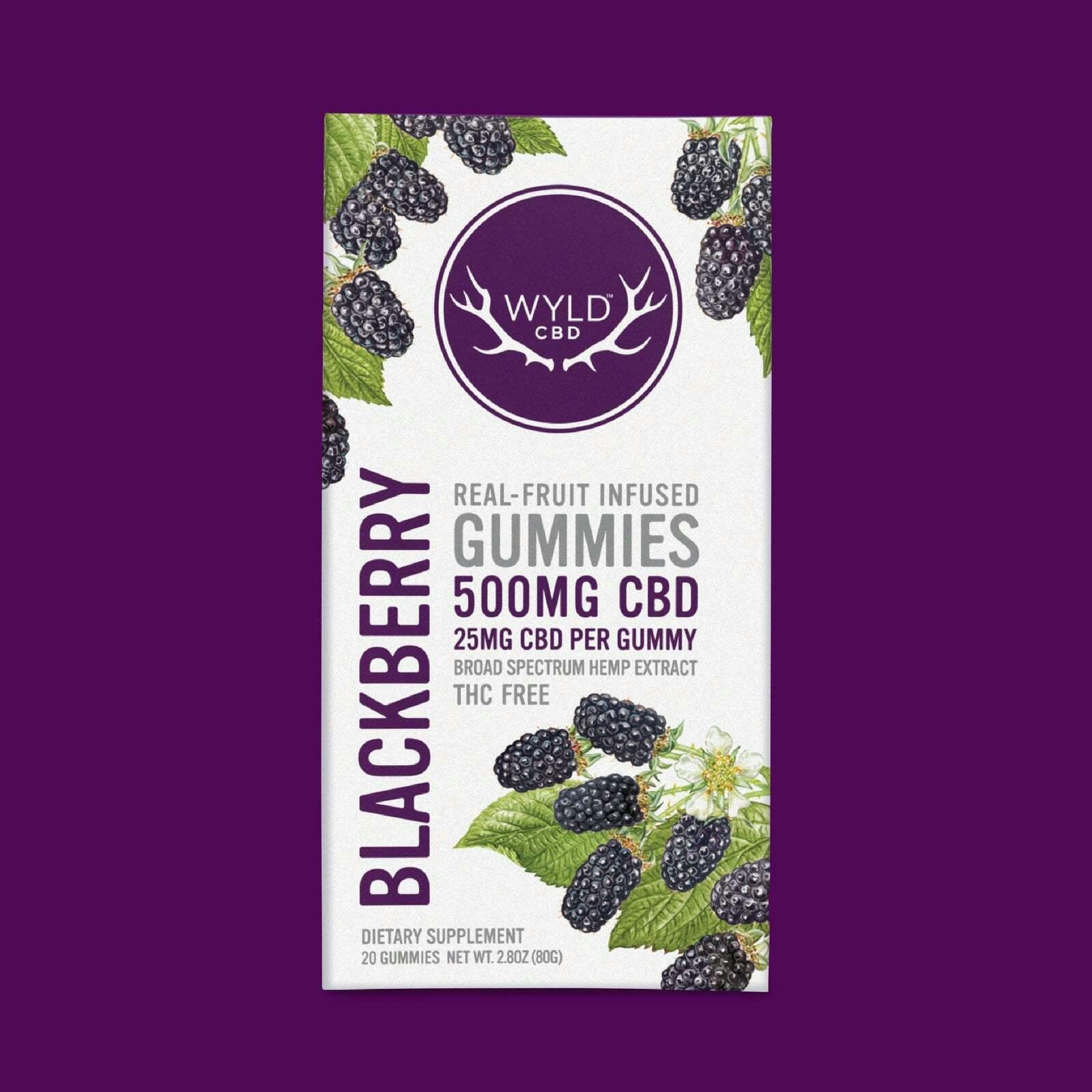 Blackberry CBD Gummies | 500mg | 20ct | 25mg/ea by Wyld
