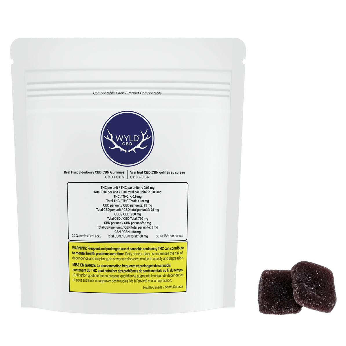 Elderberry 5:1 CBD:CBN Gummies | 750mg | 30ct | 25mg/ea