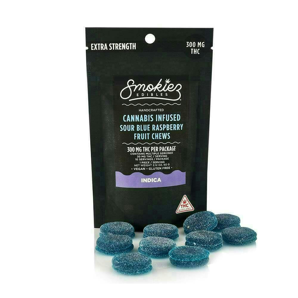 Sour Blue Raspberry Gummies | 300mg | 10ct | 30mg/ea by Smokiez Edibles