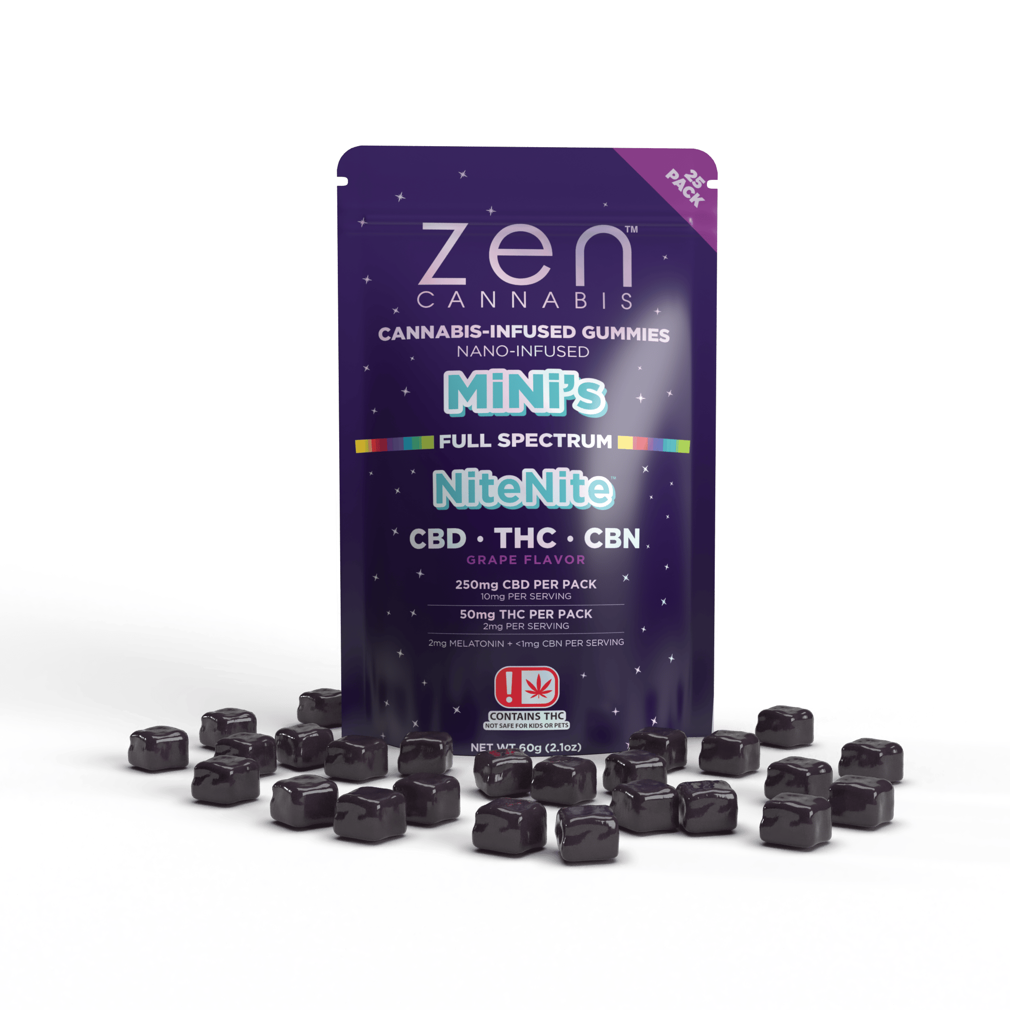 Zen Cannabis | Grape NiteNite Gummies | 50mg | 25ct | 2mg/ea