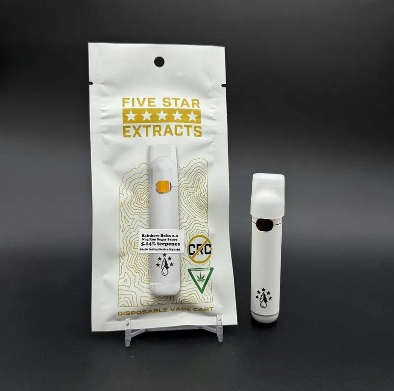 Five Star MI | Rainbow Belts 2.0 | Nug Run Sugar Sauce Disposable | 1g