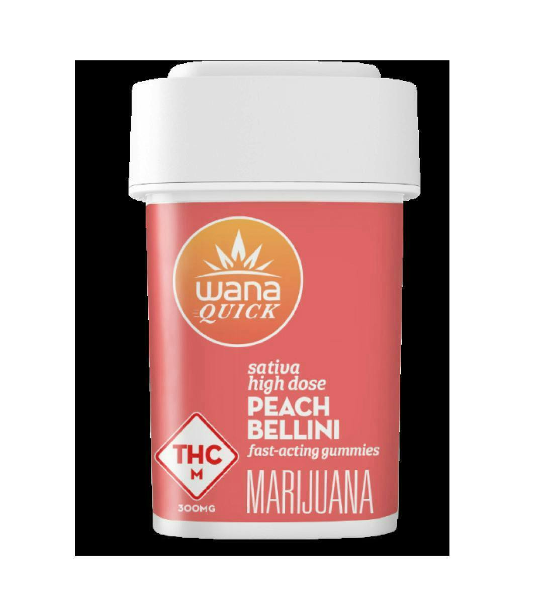 Wana | Quick Peach Bellini High Dose | 300mg | Gummies | 10pk | 30mg/ea by Wana Edibles