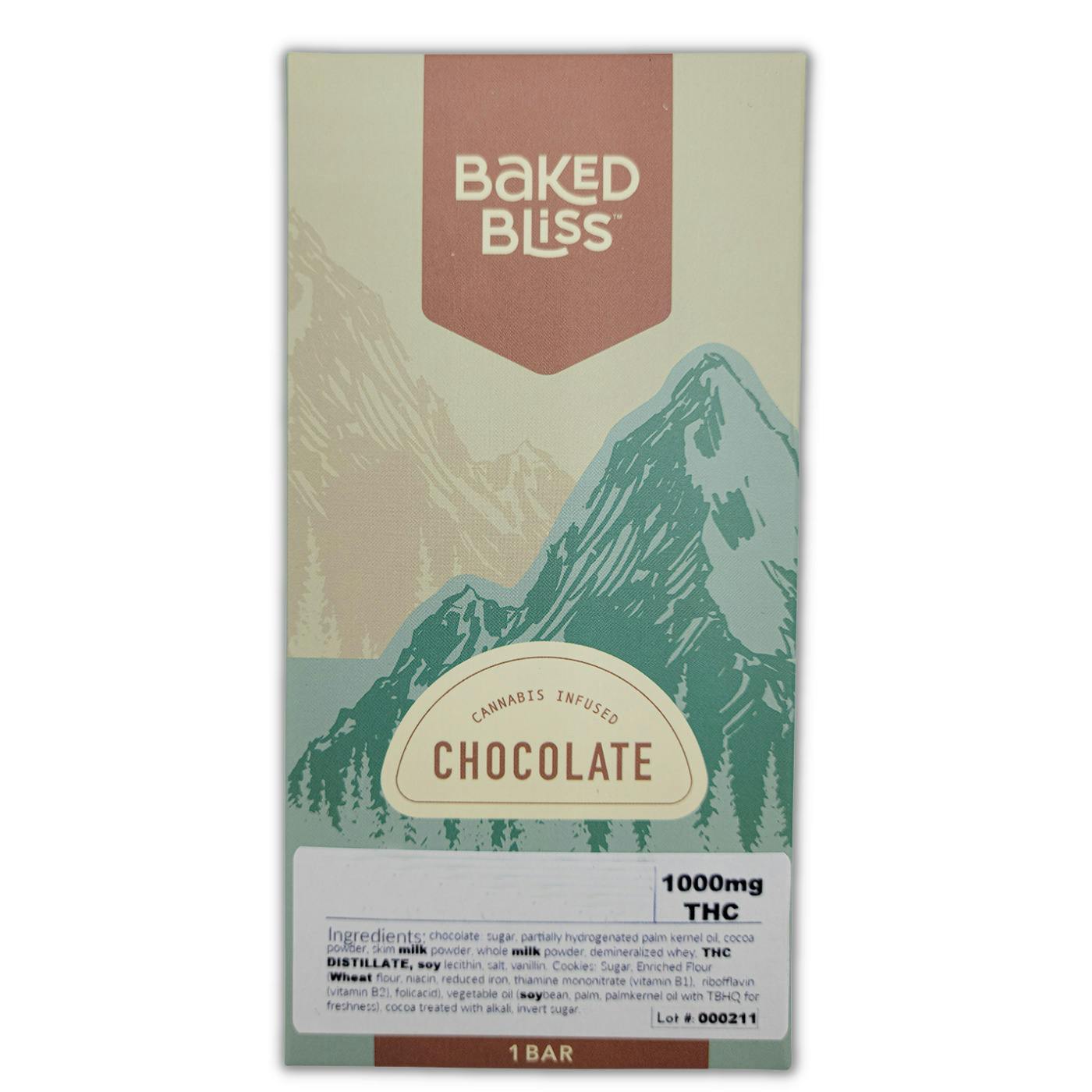 1000mg - Baked Bliss Chocolate Bar, Milk Chocolate | Chocolates | 15pk | 66