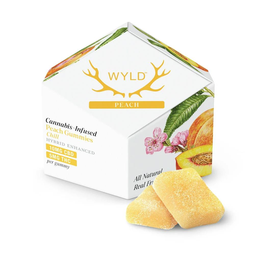 Wyld: Peach 2:1 CBD:THC Hybrid Enhanced Gummies - 200mg - 20ct - 10mg/ea