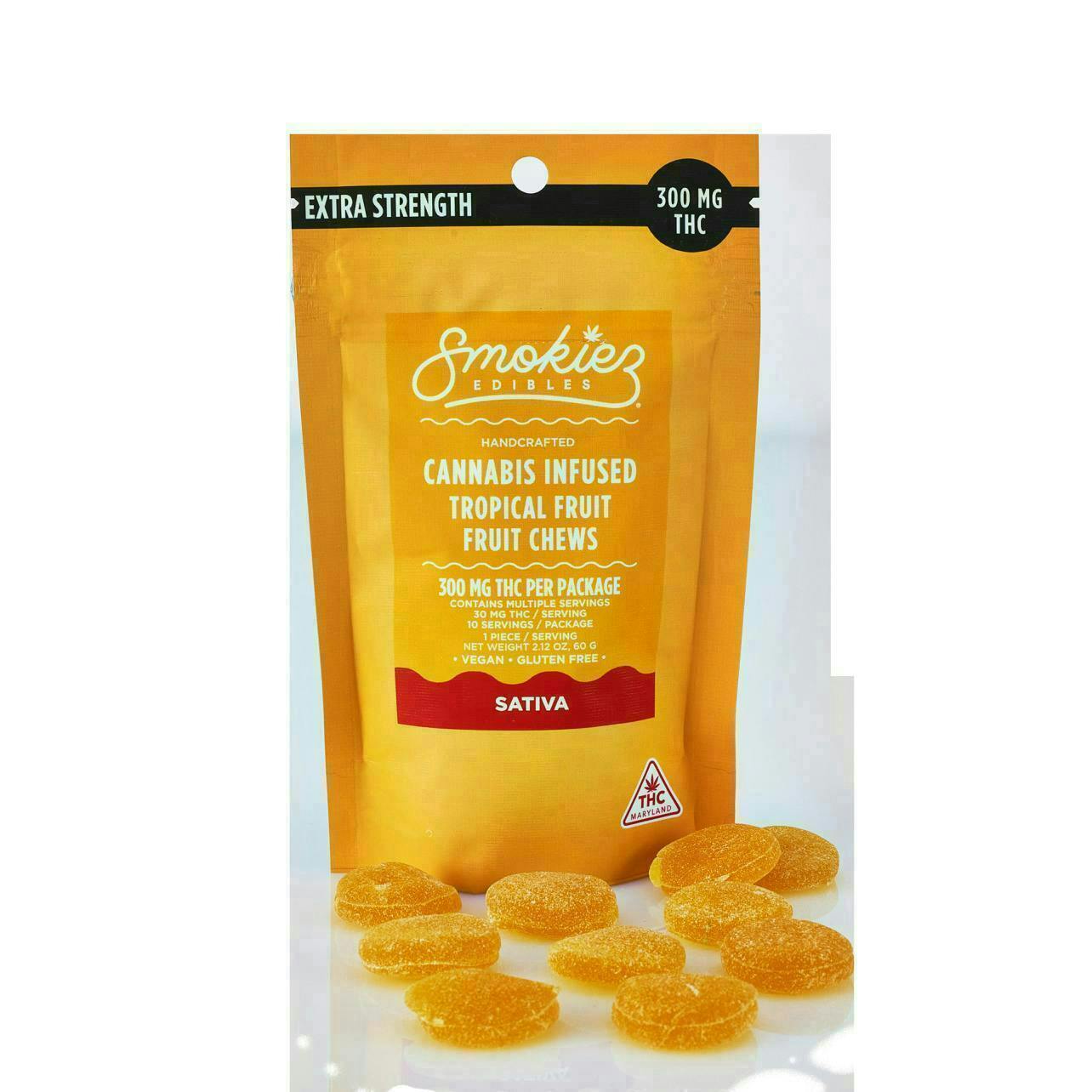 Tropical Fruit Gummies | 300mg | 10ct | 30mg/ea by Smokiez Edibles