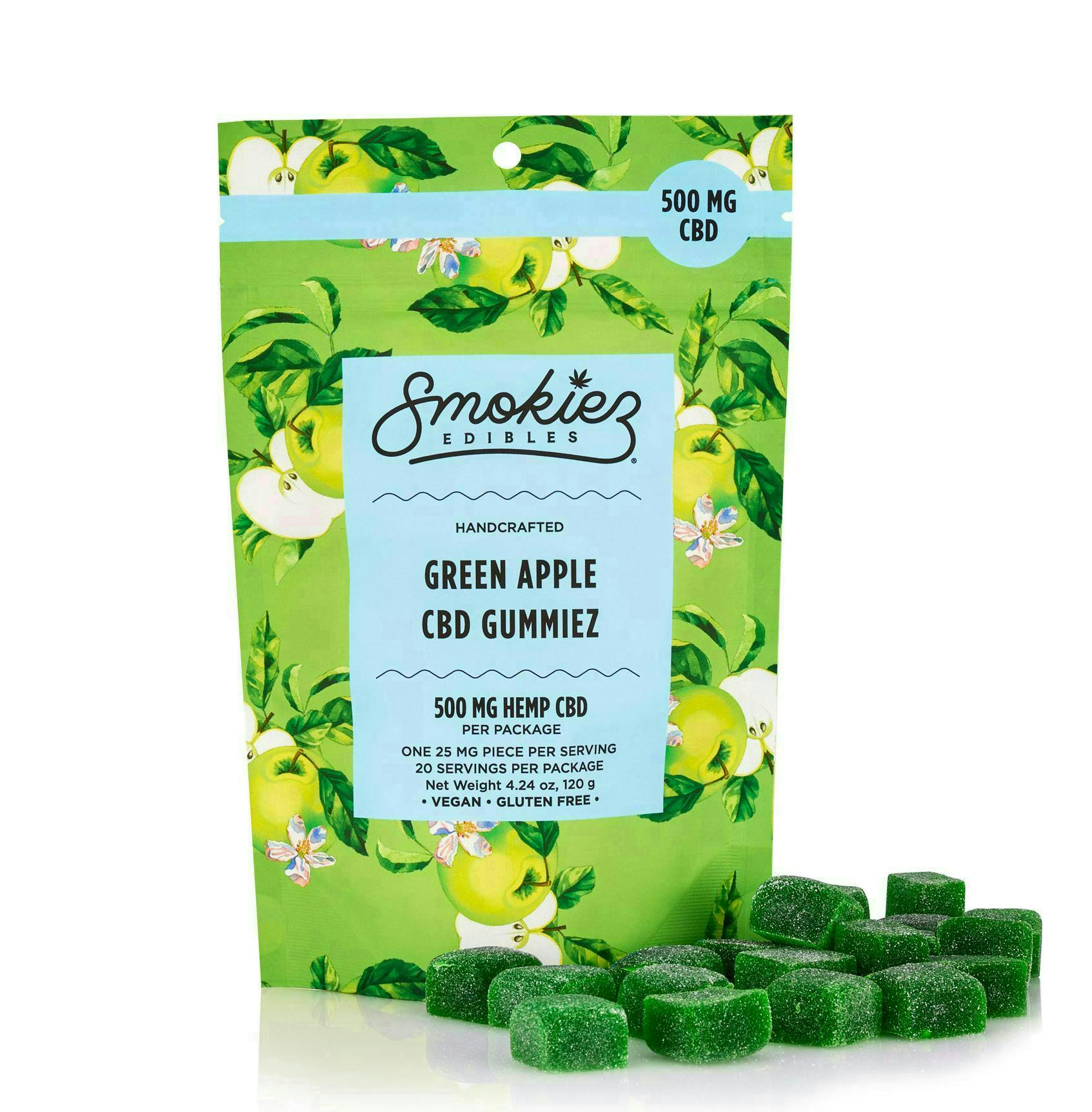 Green Apple CBD Gummies | 500mg | 20ct | 25m/ea