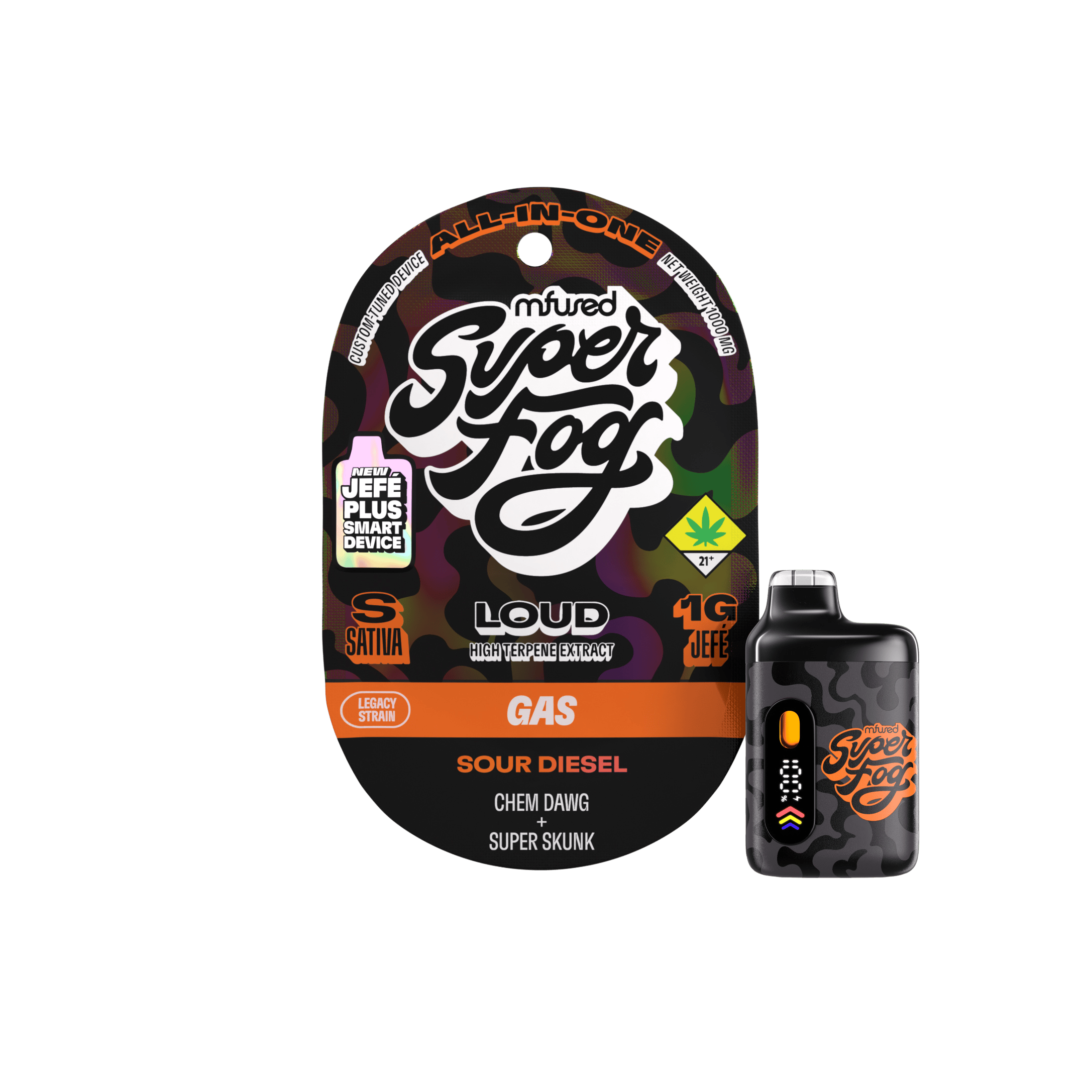 Sour Diesel | LOUD High Terpene Extract Jefé Plus Disposable | 1g by Super Fog by MFused