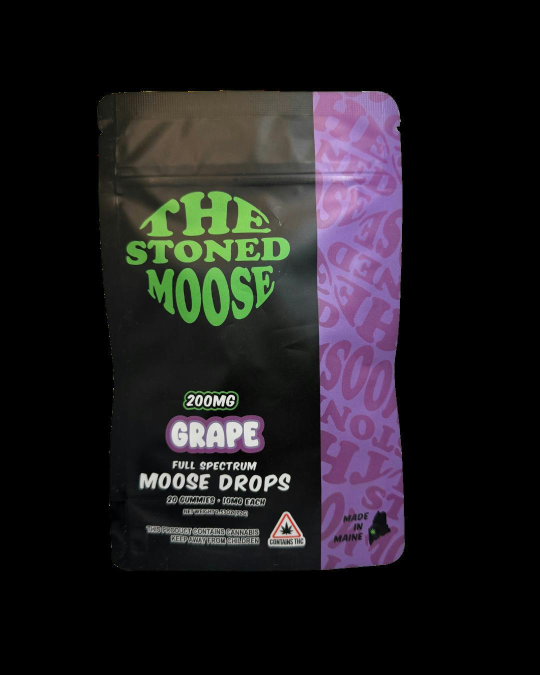 Moose Drops Grape Gummies 200mg/10mg each | Gummies | 20pk | 10mg/ea