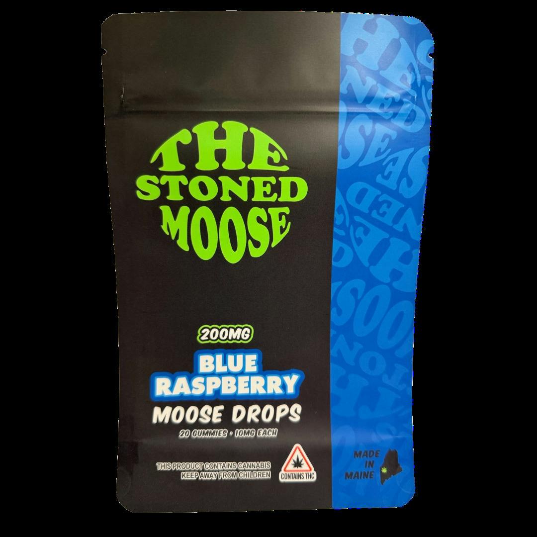 Moose Drops Blue Raspberry INDICA Full Spectrum Gummies 200mg/10mg each | G