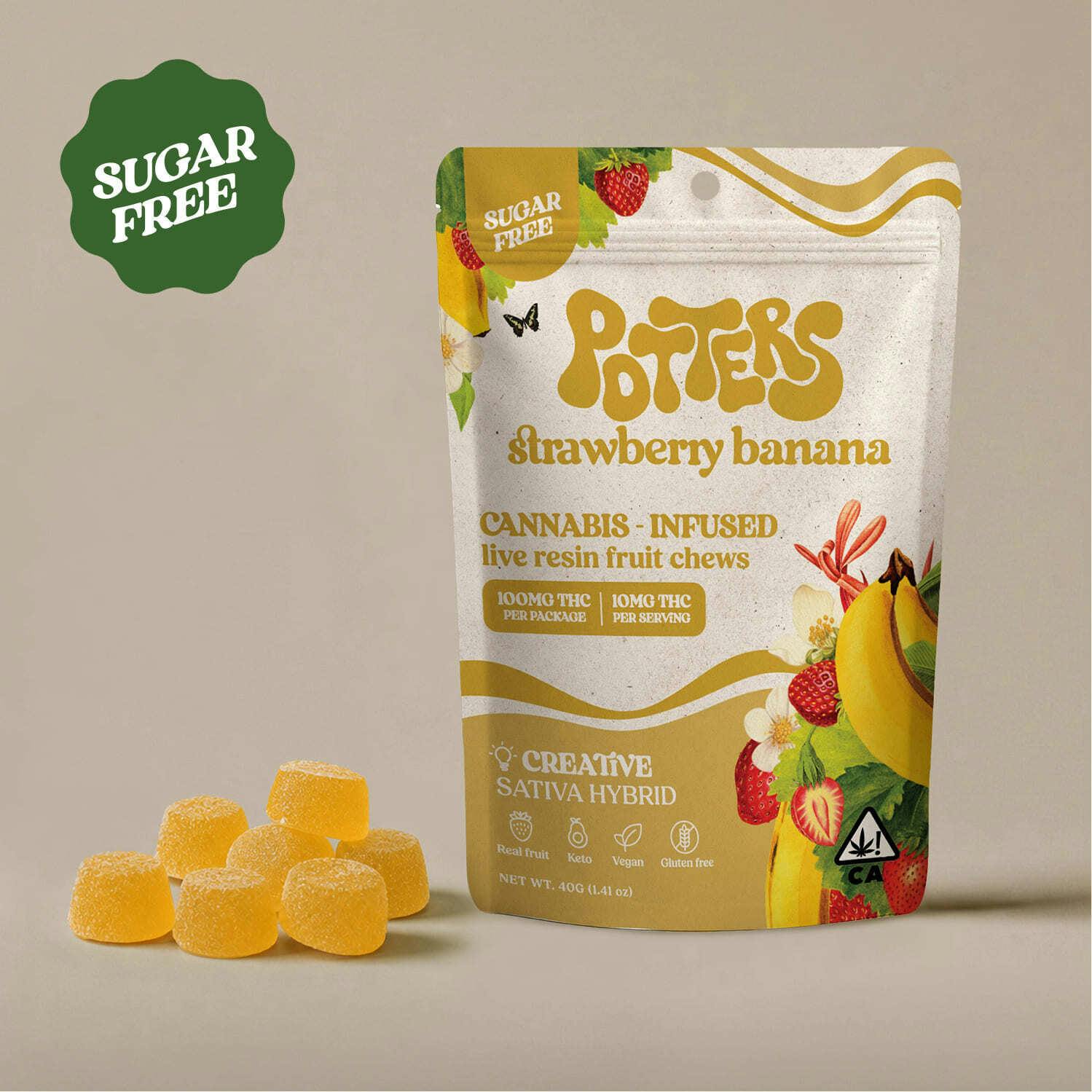 Strawberry Banana Live Resin Fruit Chews | 100mg | 10ct | 10mg/ea