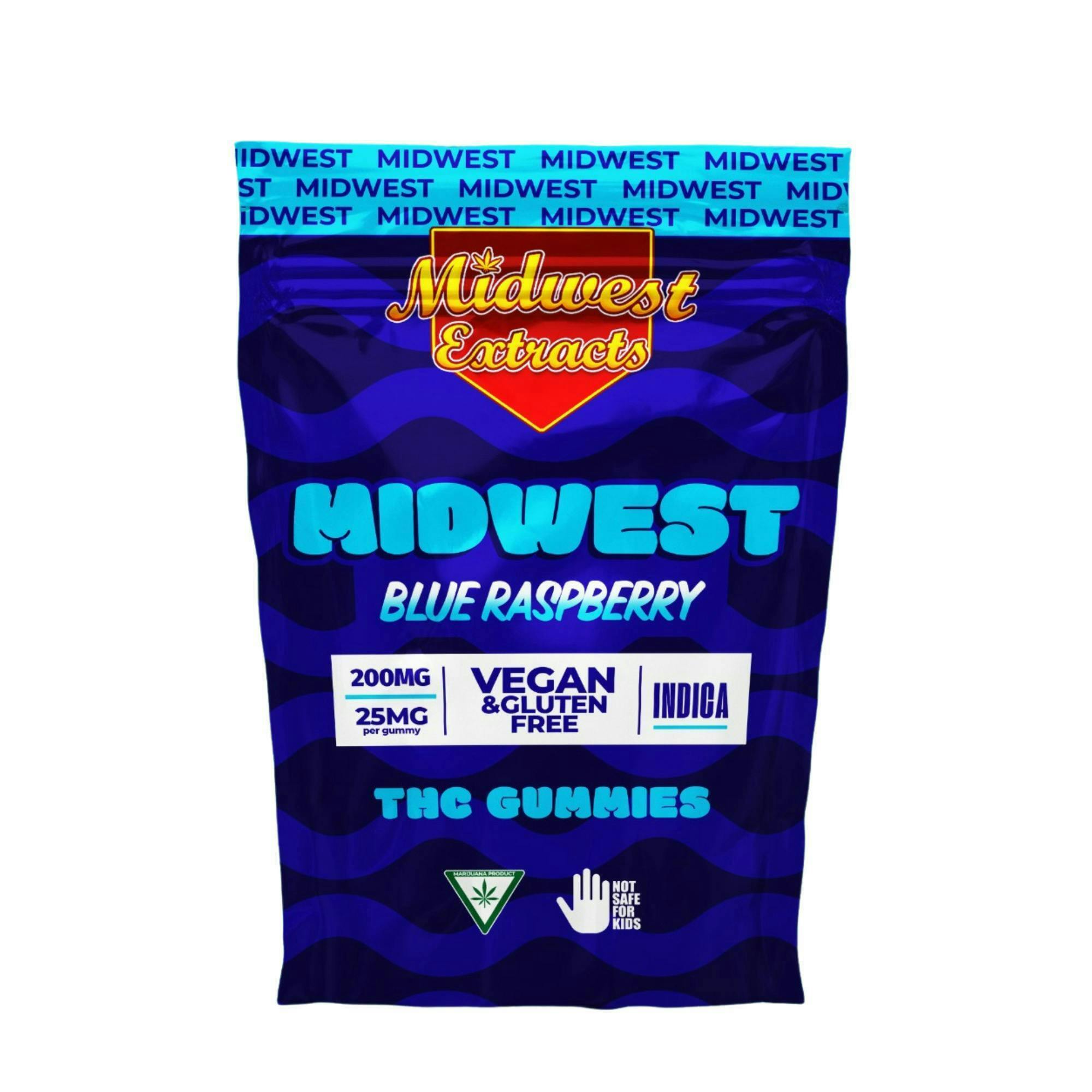 Midwest Extracts | Blue Raspberry | Gummies | 8pk | 25mg/ea