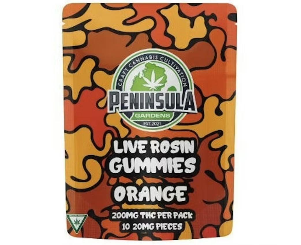 Orange Live Rosin Gummies | 200mg | 10ct | 20mg/ea