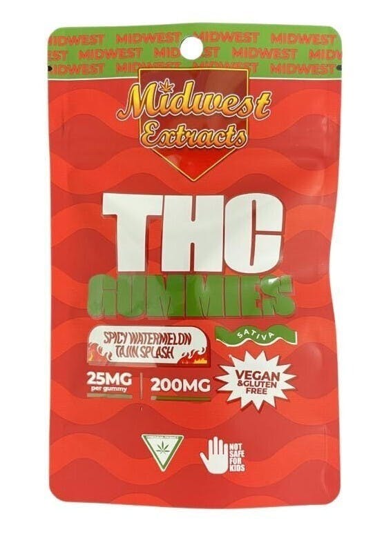 Midwest Extracts | Spicy Watermelon Tajin Splash | Gummies | 8pk | 25mg/ea at Information Entropy - Cannabis Retailer - Ann Arbor