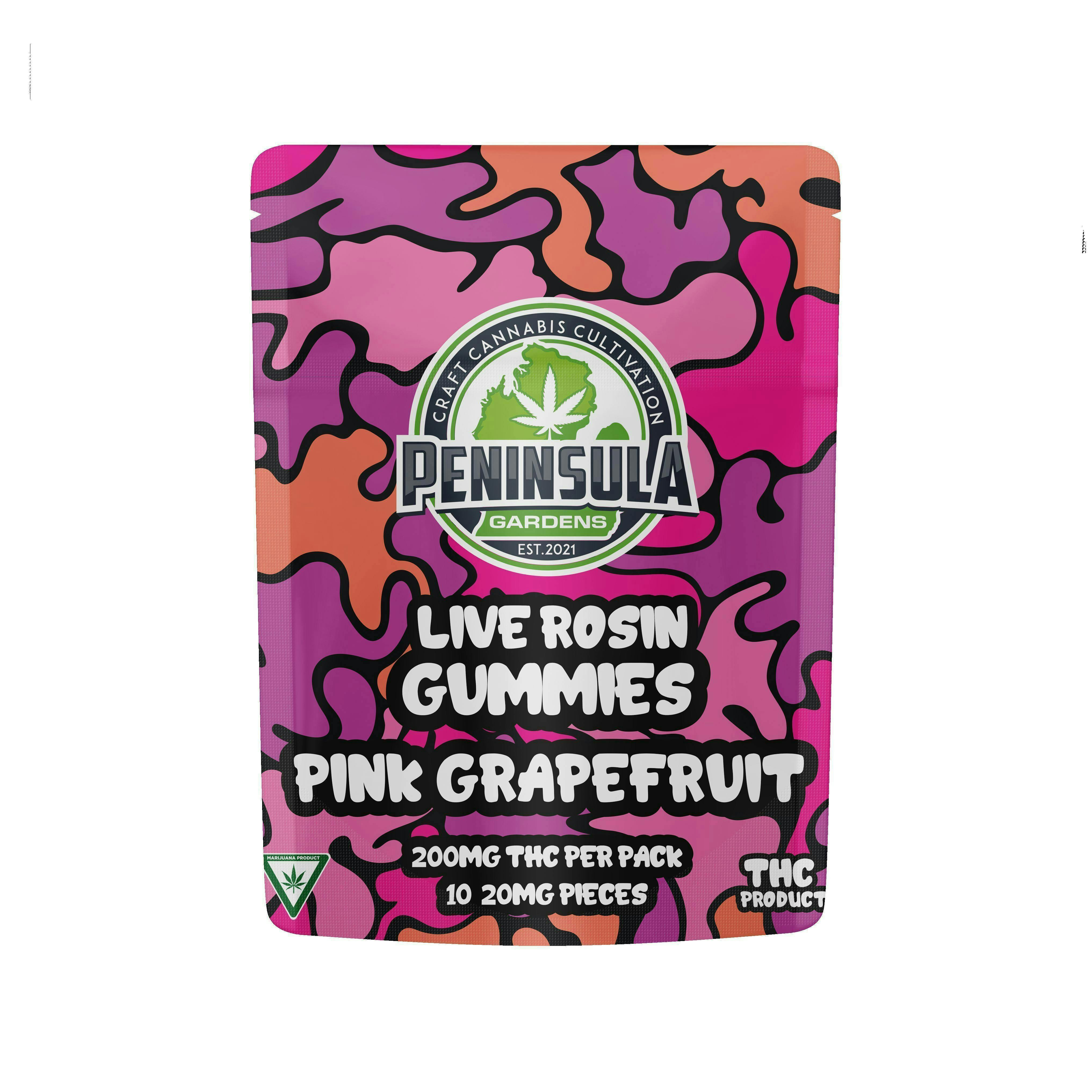Pink Grapefruit Live Rosin Gummies | 200mg | 10ct | 20mg/ea