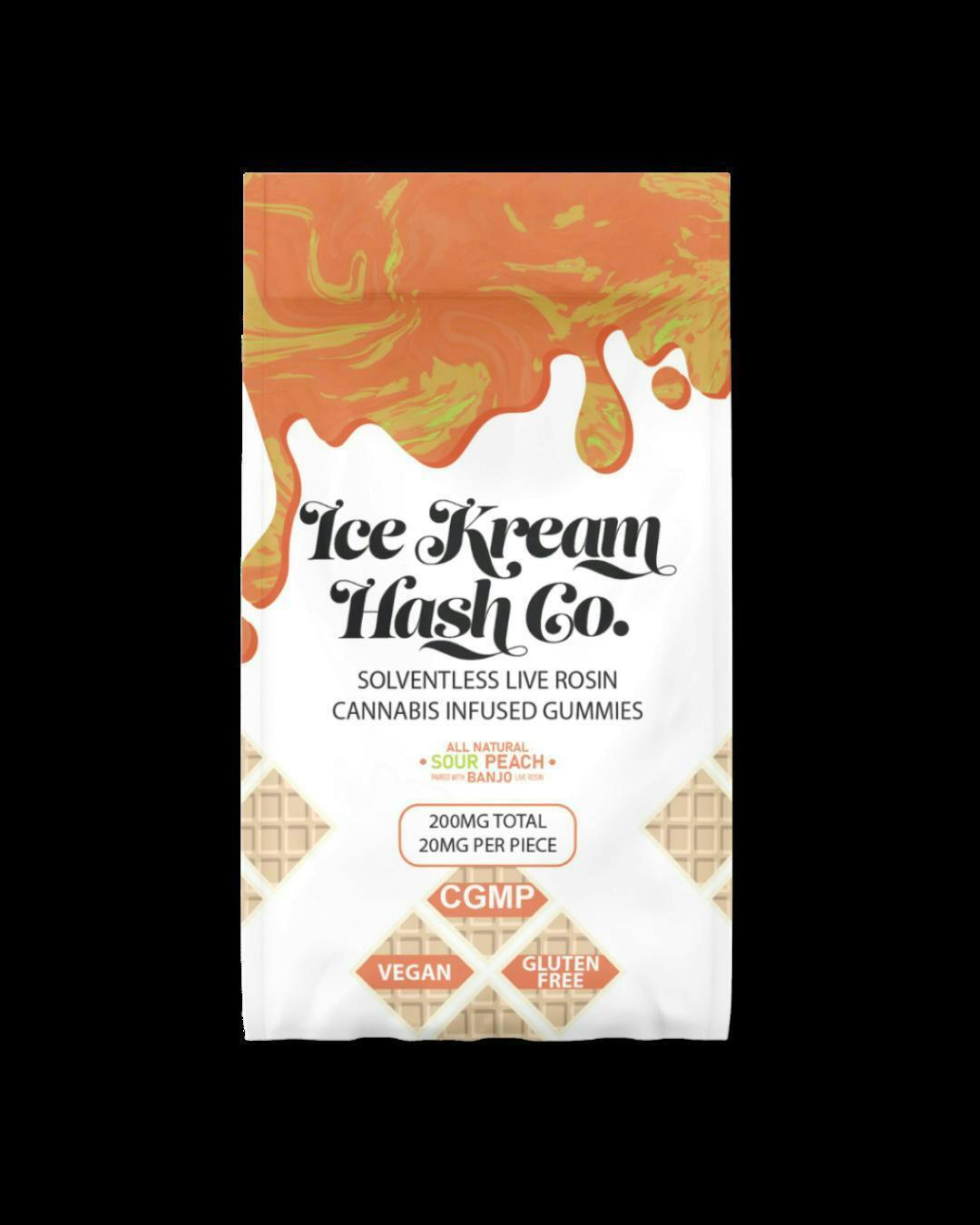 Sour Peach Live Rosin Gummies | 200mg | 10ct | 20mg/ea by Ice Kream Hash Co.