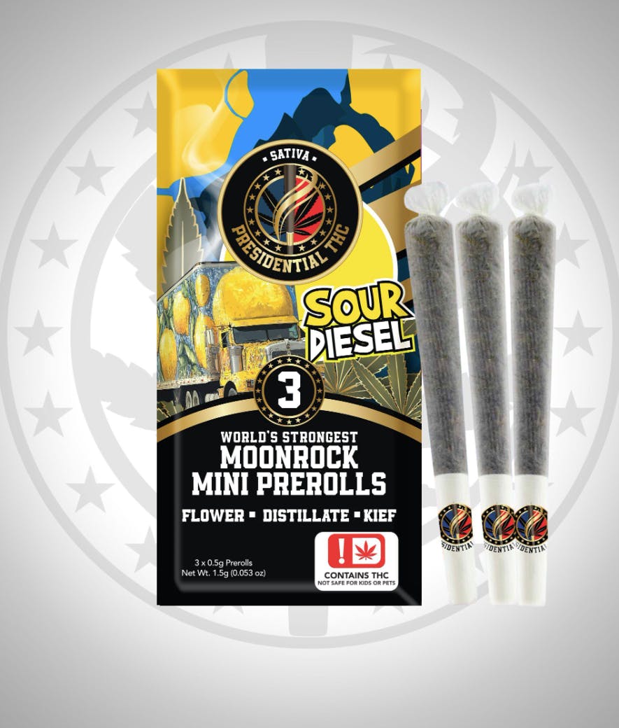 Sour Diesel | Moon Rock Prerolls Infused Minis | 0.5g | 3pk