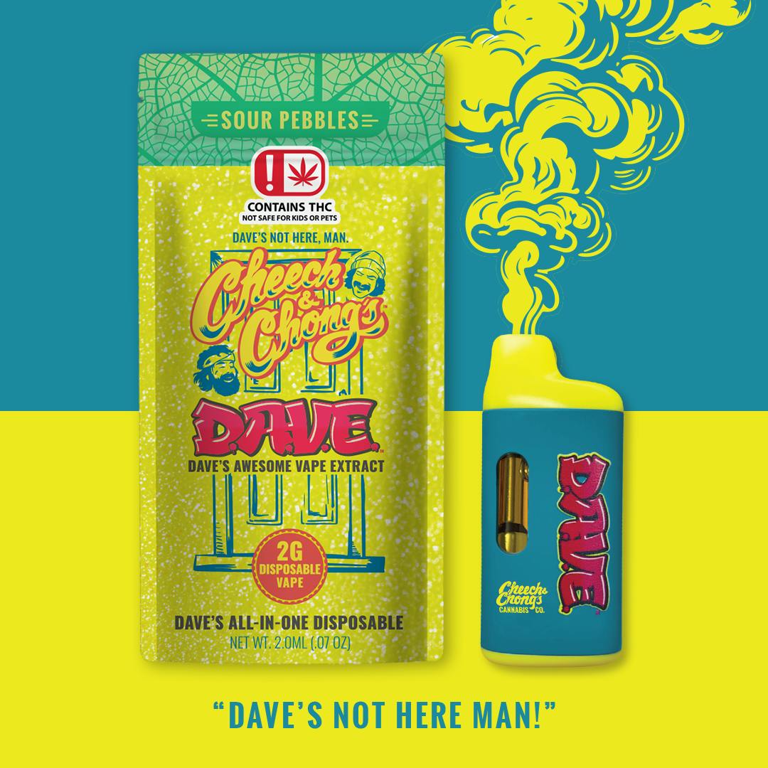 D.A.V.E. - 2 gram Disposable Vape - Sour Pebbles - Sativa by Cheech & Chong - Oklahoma