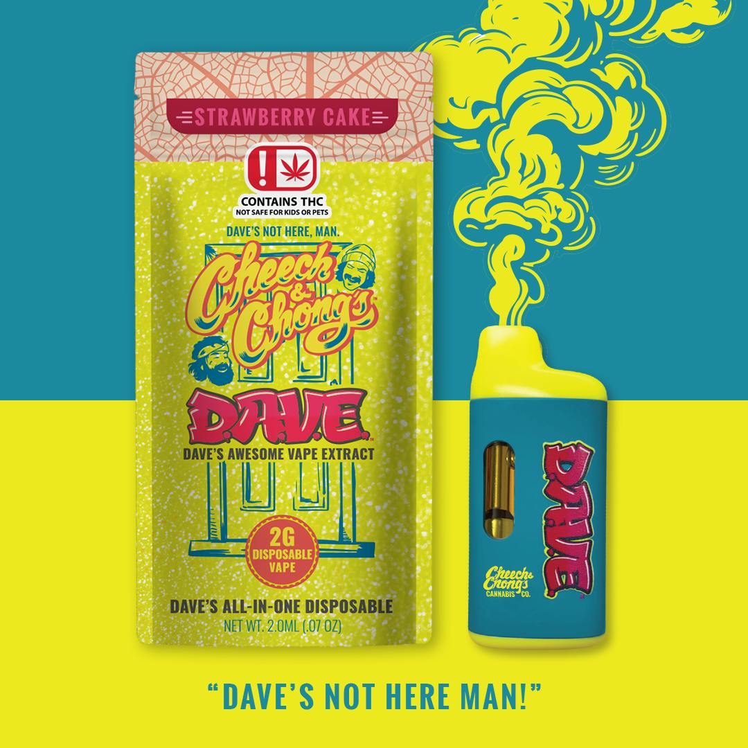 D.A.V.E. - 2 gram Disposable Vape - Strawberry Cake - Indica by Cheech & Chong - Oklahoma