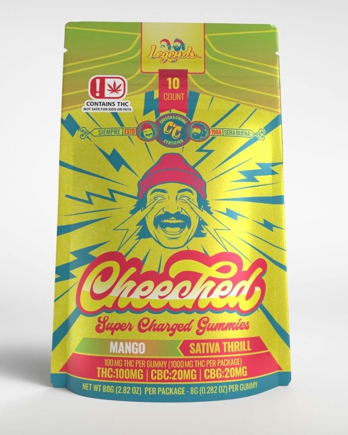 Cheeched | Mango Gummies | 5:1:1 THC:CBC:CBG 1000mg | 10ct | 100mg/ea