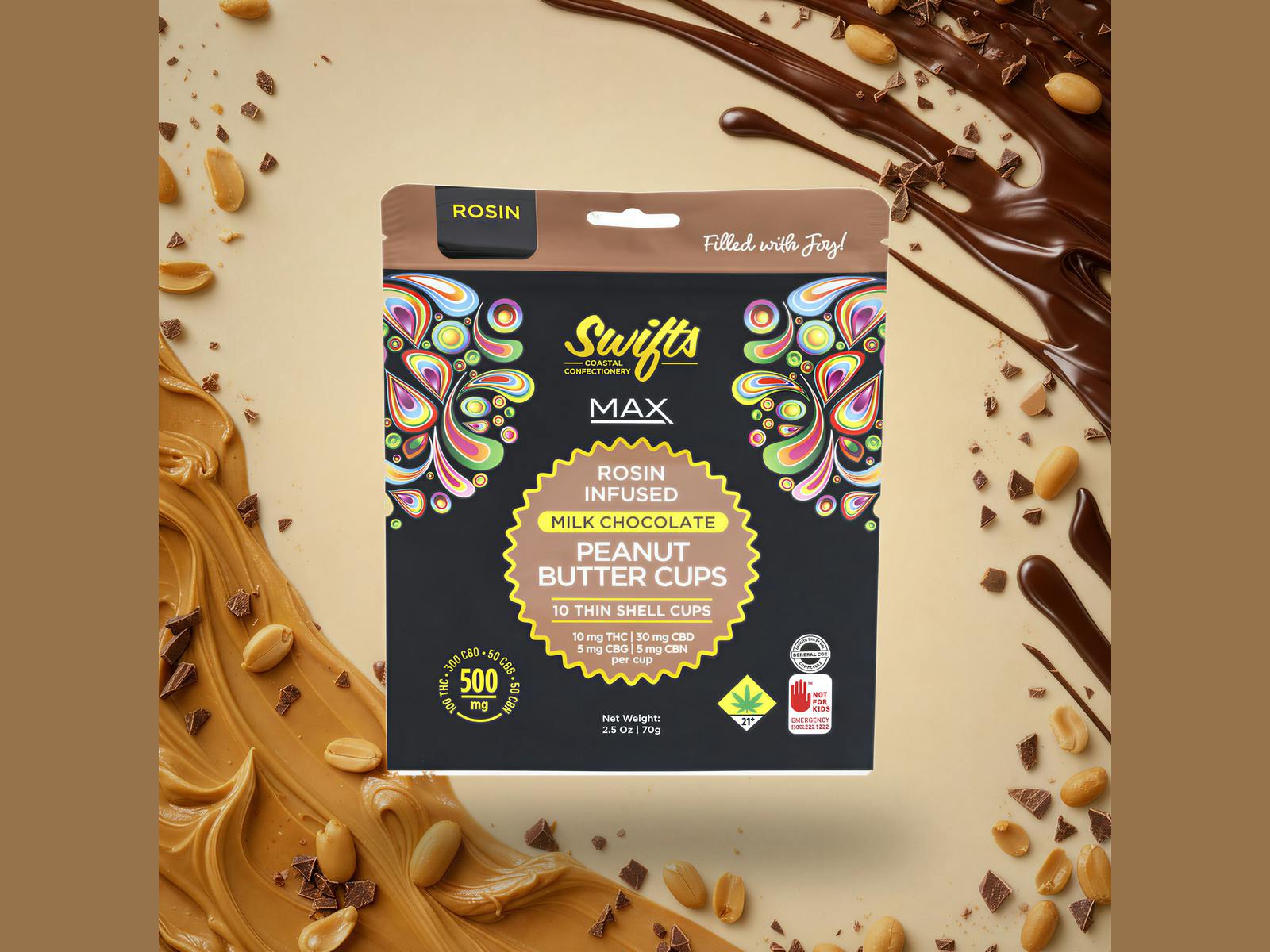 Swift Edibles | Indica Milk Chocolate PB Cups | 100mg | 10ct | 10mg/ea by Swifts Edibles
