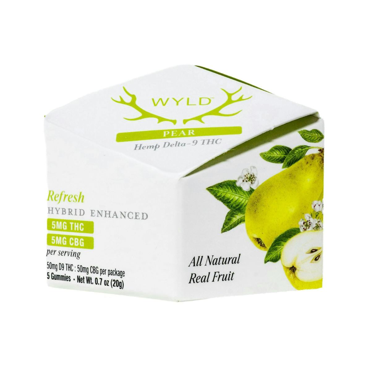 Pear 1:1 THC:CBG Hybrid Enhanced Delta-9 Gummies | 25mg | 5ct | 5mg/ea