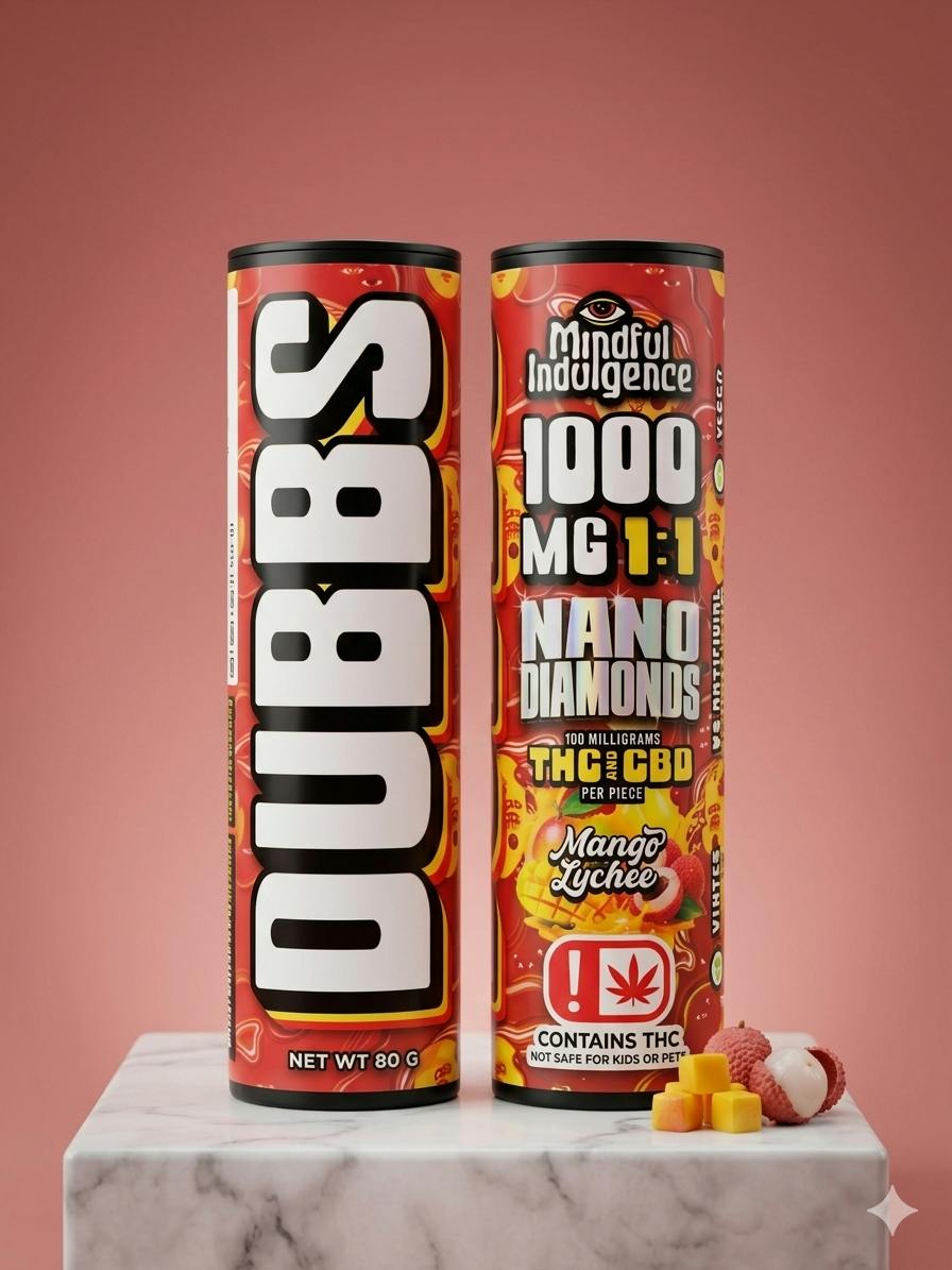 DUBBS - Mango Lychee - 1:1 Nano Diamond Gummies - 100mg - 1000mg total by Mindful Indulgence