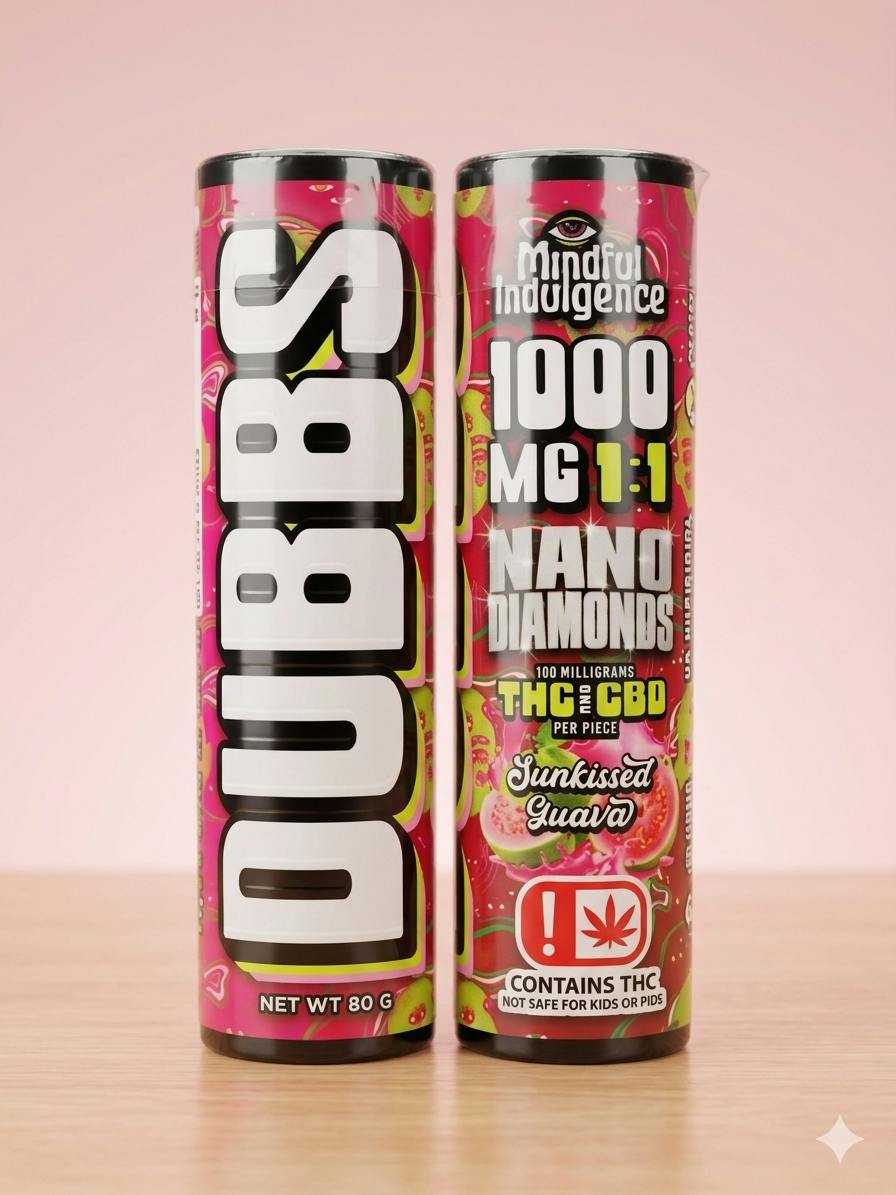 DUBBS - Sun Kissed Guava - 1:1 Nano Diamond Gummies - 100mg - 1000mg total by Mindful Indulgence
