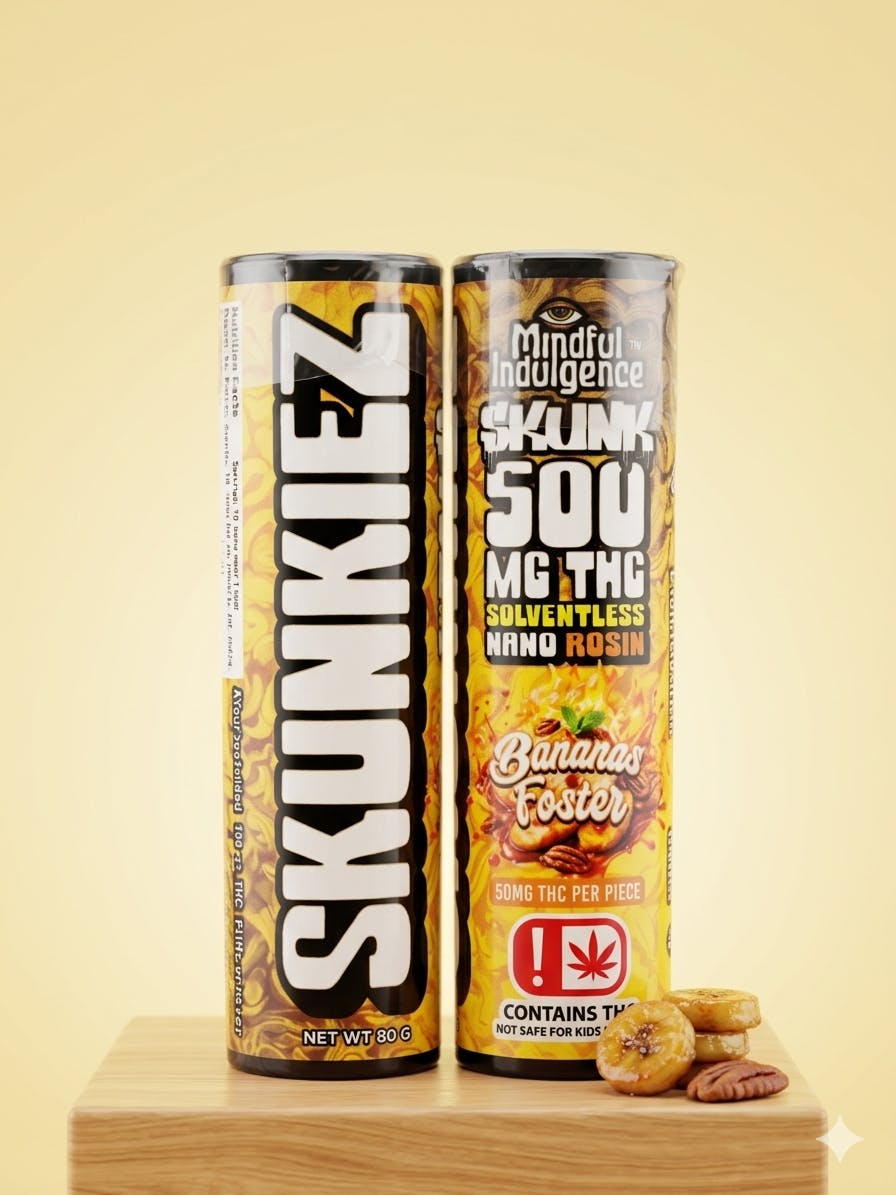 Skunkiez - Bananas Foster - Nano Rosin Gummies - 50mg each - 500mg total by Mindful Indulgence