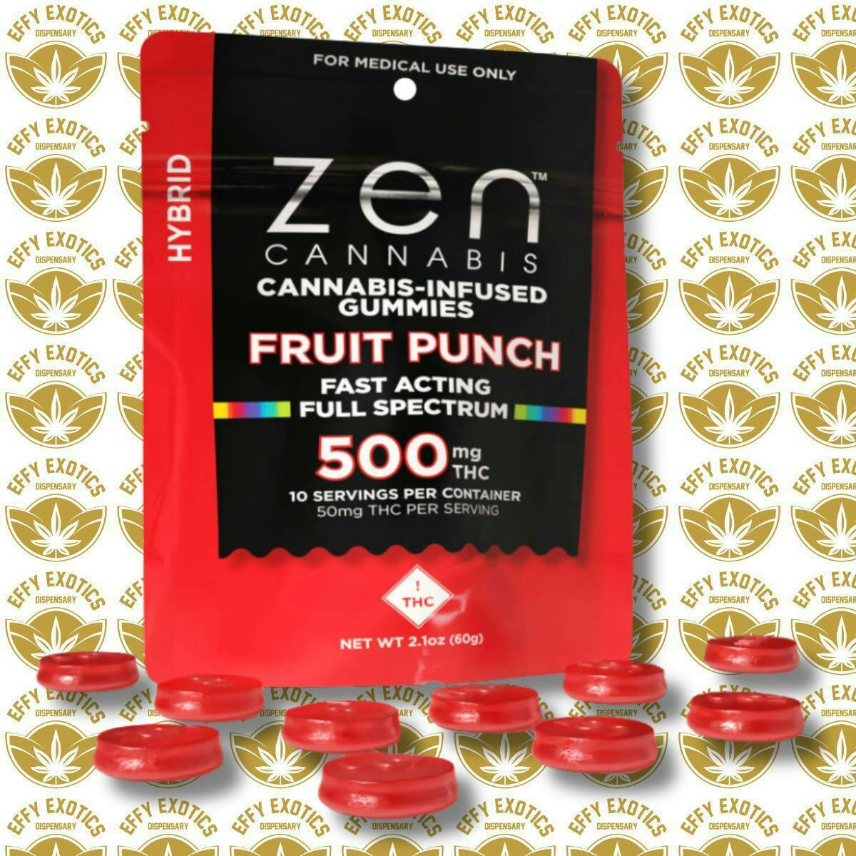 Zen | Fruit Punch Gummies | 500mg | 10ct | 50mg/ea