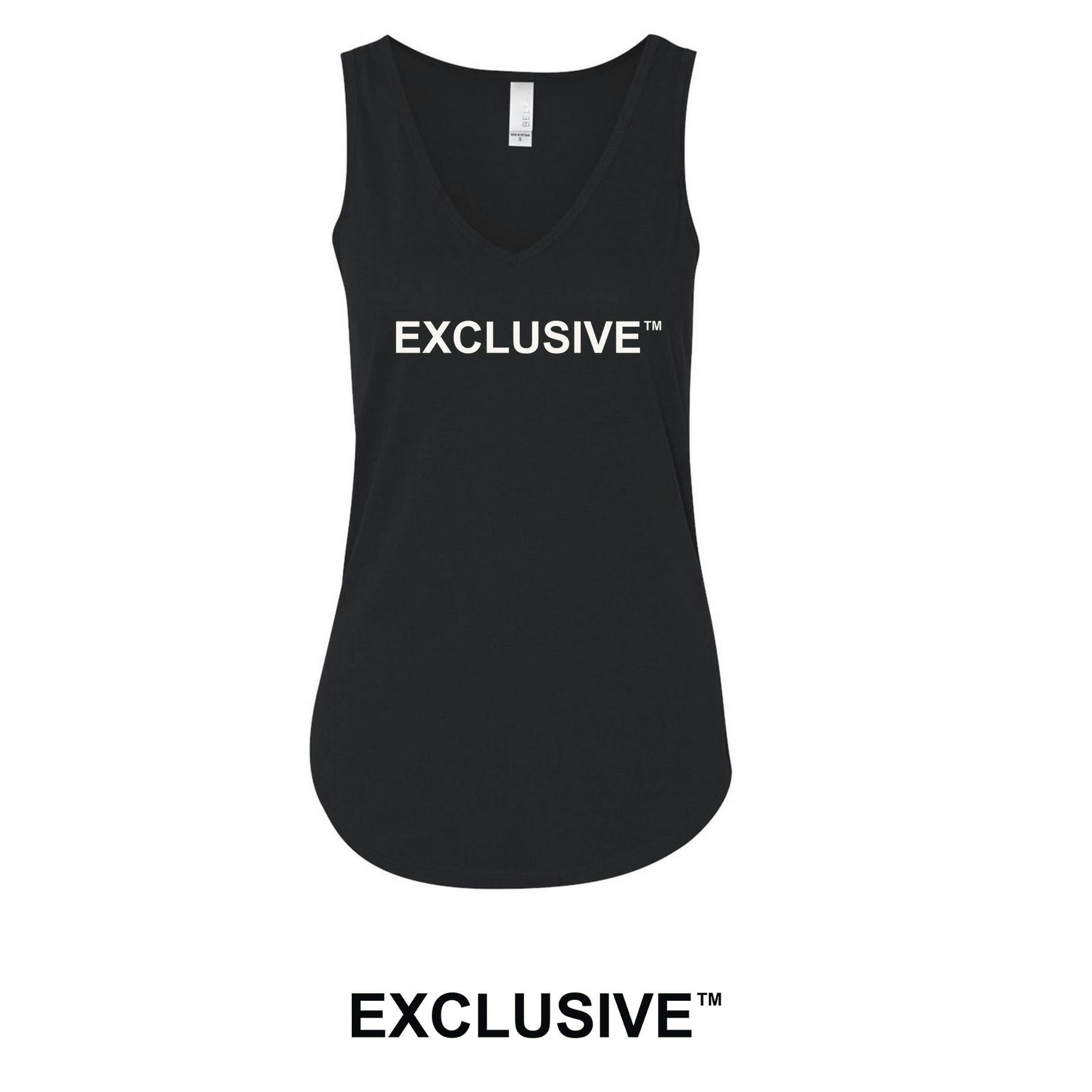 Exclusive White Logo | Black V Neck Tank Top Shirt | Large | Women's