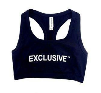 Exclusive White Logo | Black Sports Bra